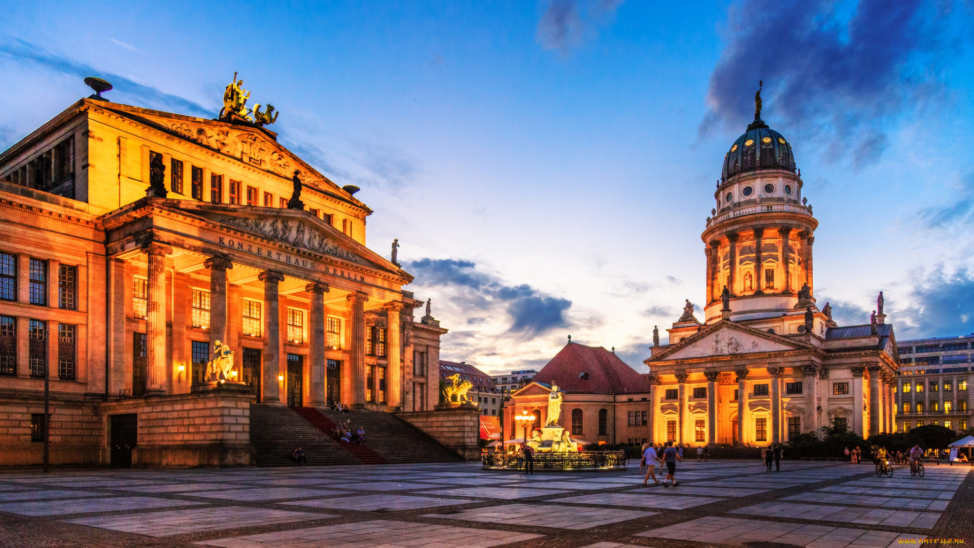 konzerthaus, berlin, города, берлин, , германия, собор, площадь, вечер