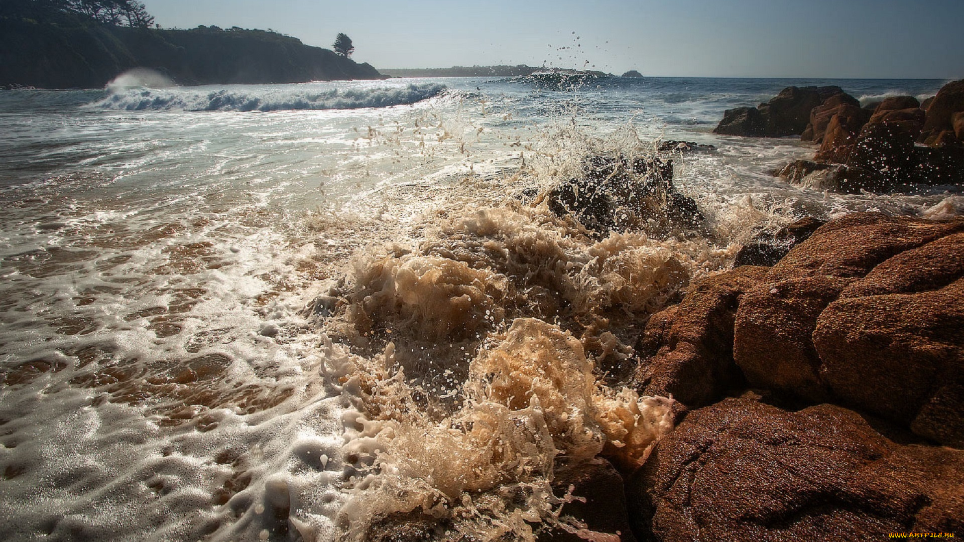 природа, побережье, екатерина, ионенко, скалы, море, волны, прибой, пена, брызги, горизонт