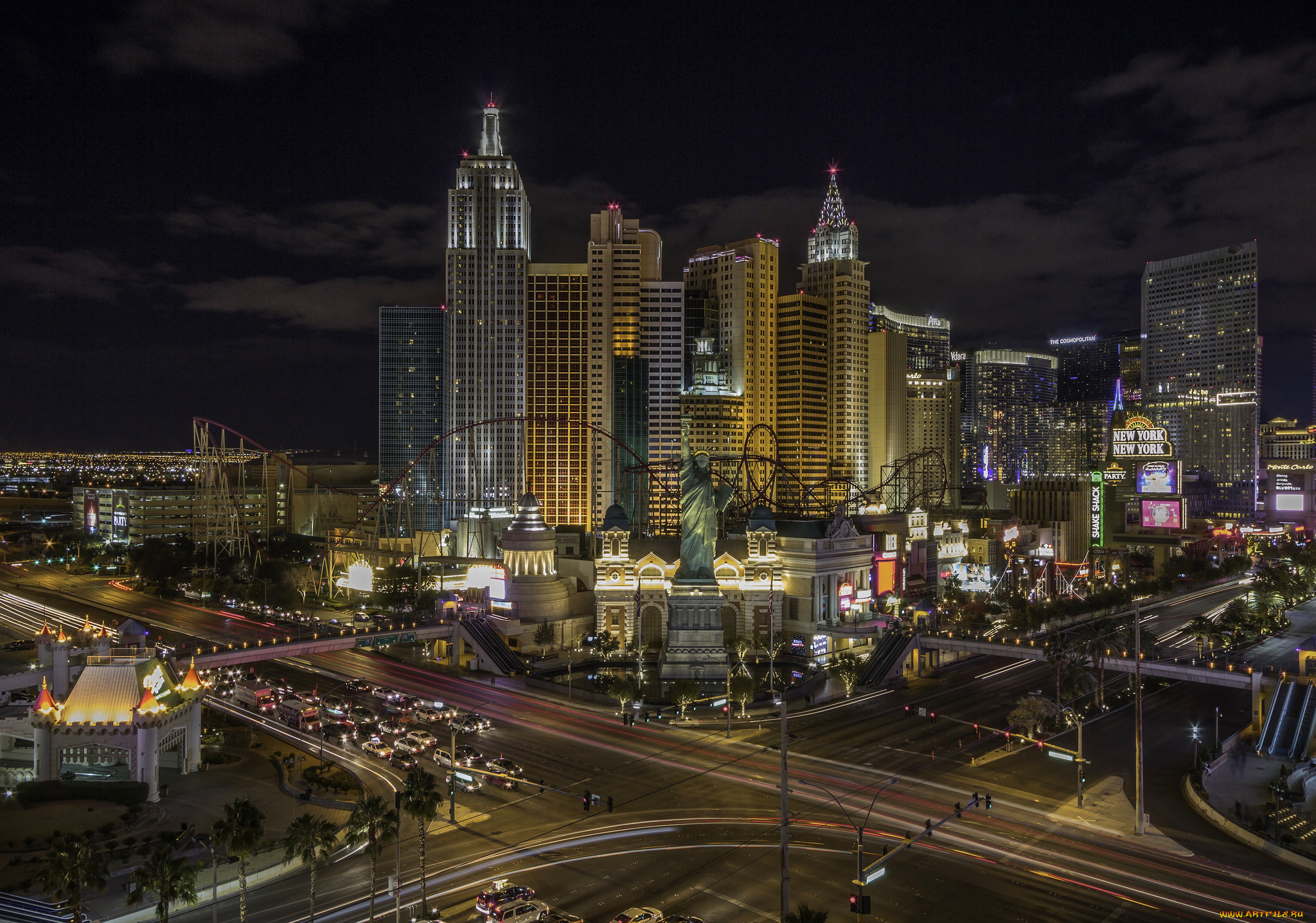 las, vegas, города, лас-вегас, , сша, ночь, казино, огни