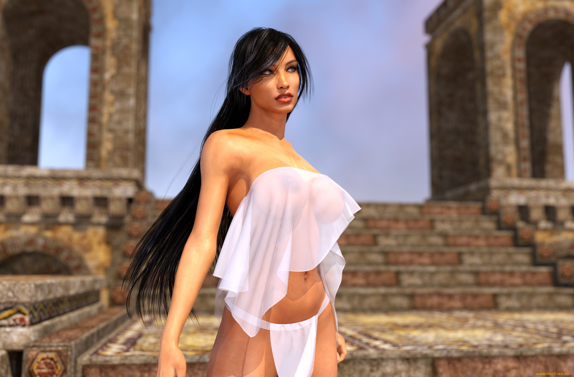 3д, графика, люди, , people, девушка, взгляд, фон