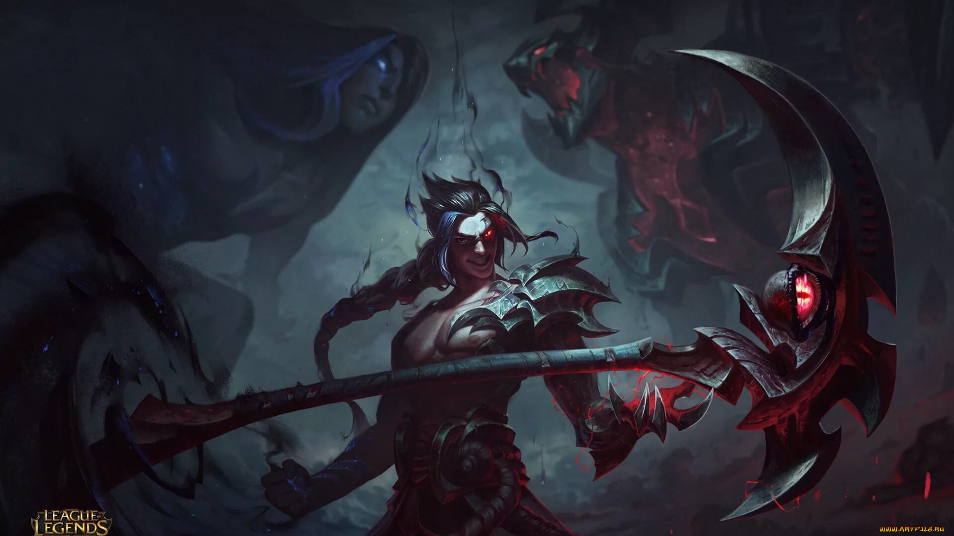 видео, игры, league, of, legends, коса, демон, парень