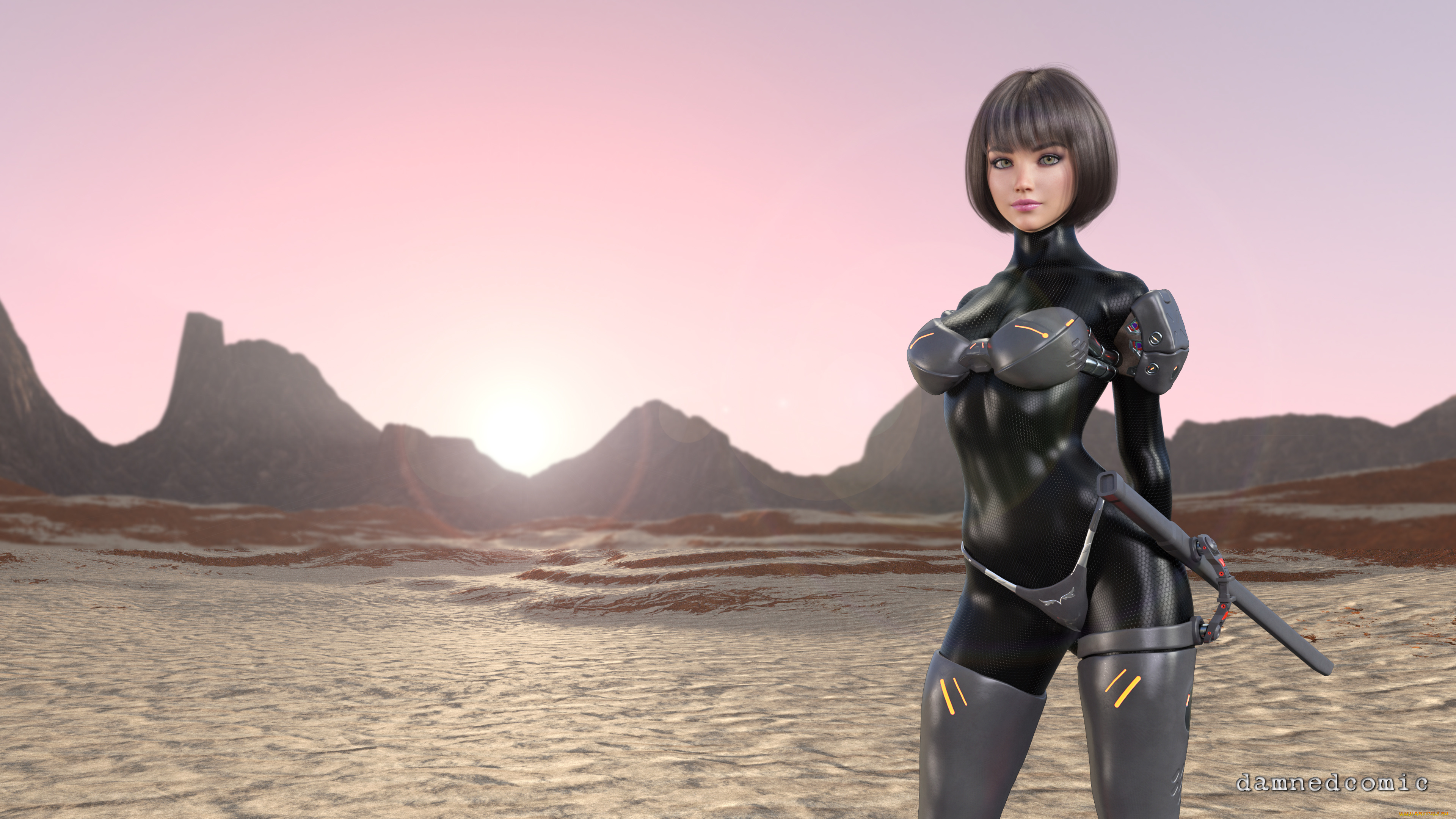 3д, графика, фантазия, , fantasy, фон, взгляд, девушка