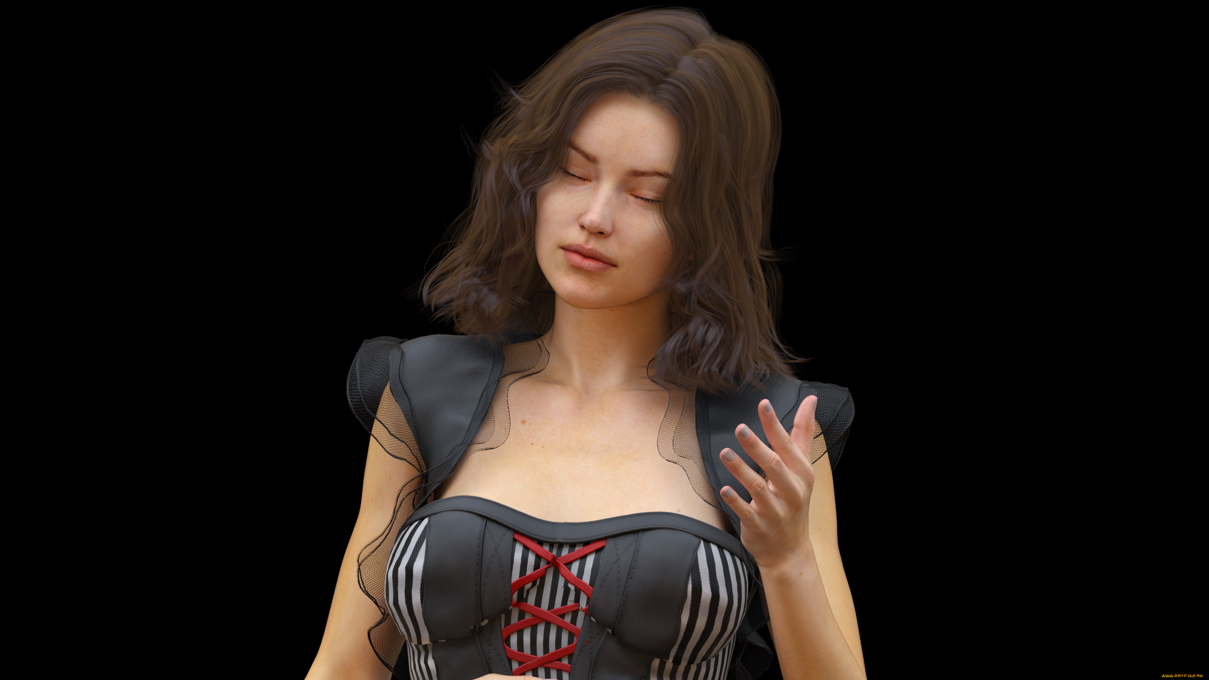 3д, графика, люди, , people, девушка, взгляд, фон