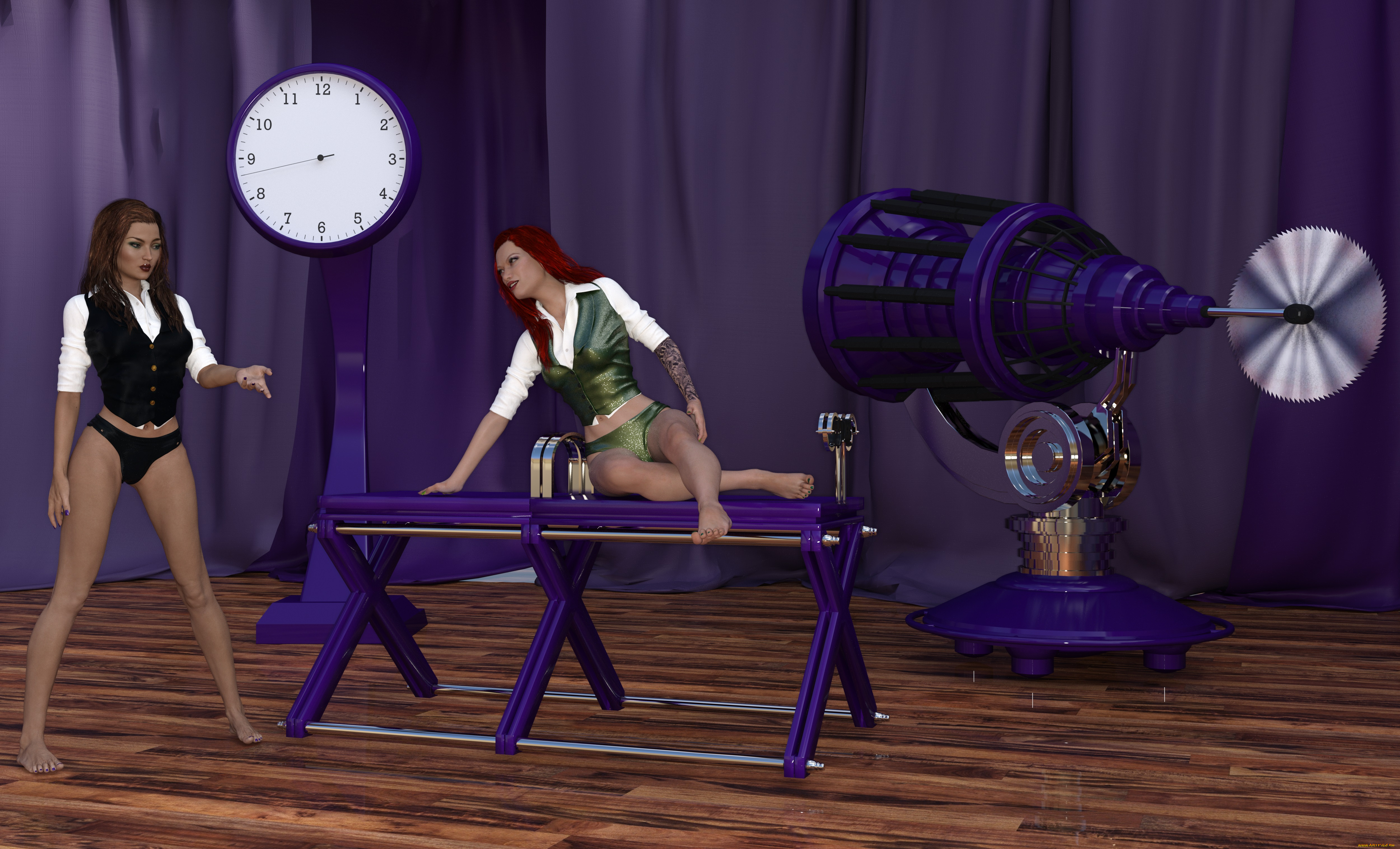 3д, графика, люди, , people, илюзионистки, стол, фон, взгляд, девушки
