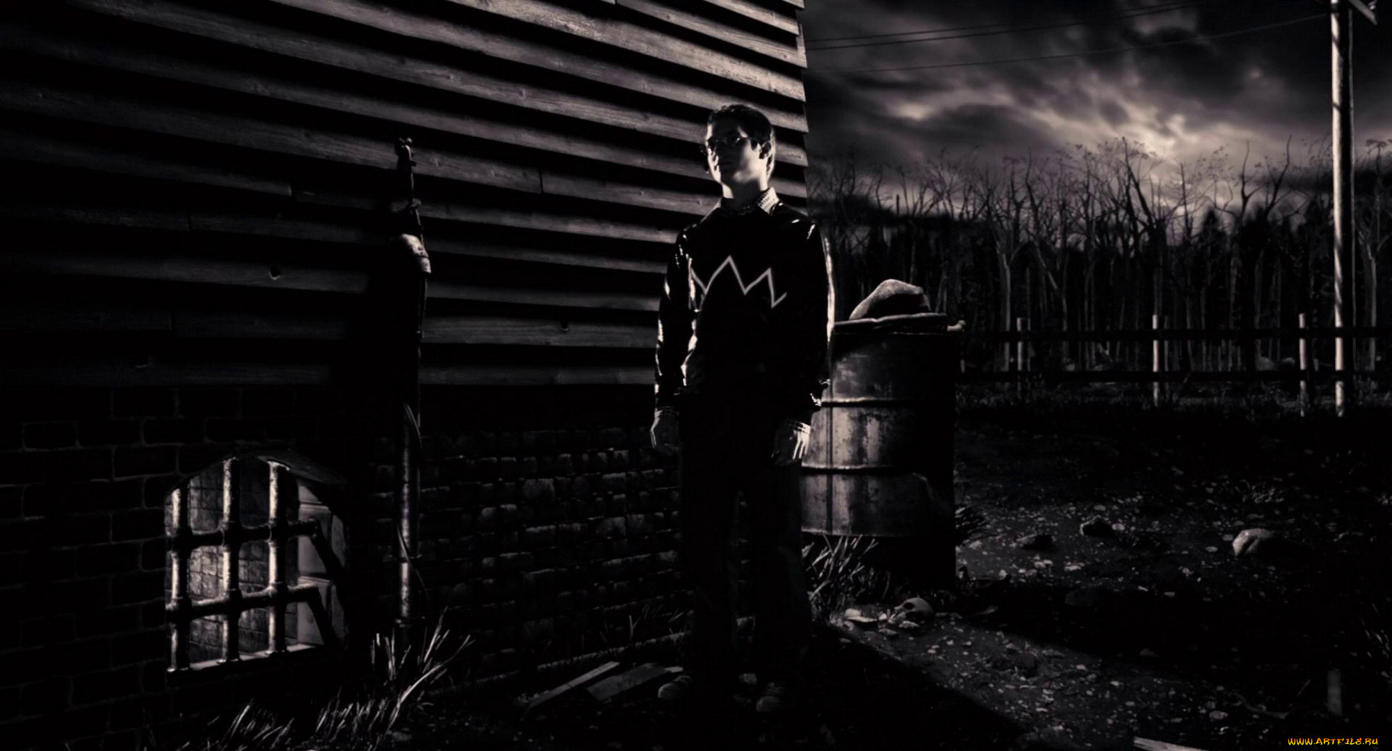 кино, фильмы, sin, city, окно, двор, парень, ночь, дом