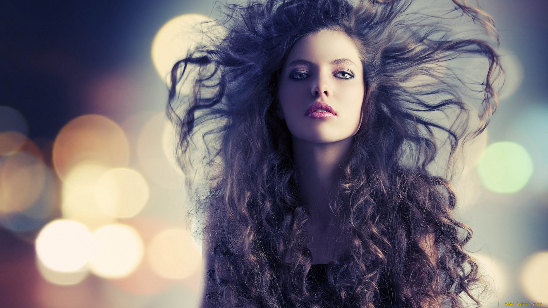 девушки, -, лица, , портреты, девушка, кудряшки, ветер, портрет, лицо, модель, брюнетка, красотка, поза, взгляд, макияж