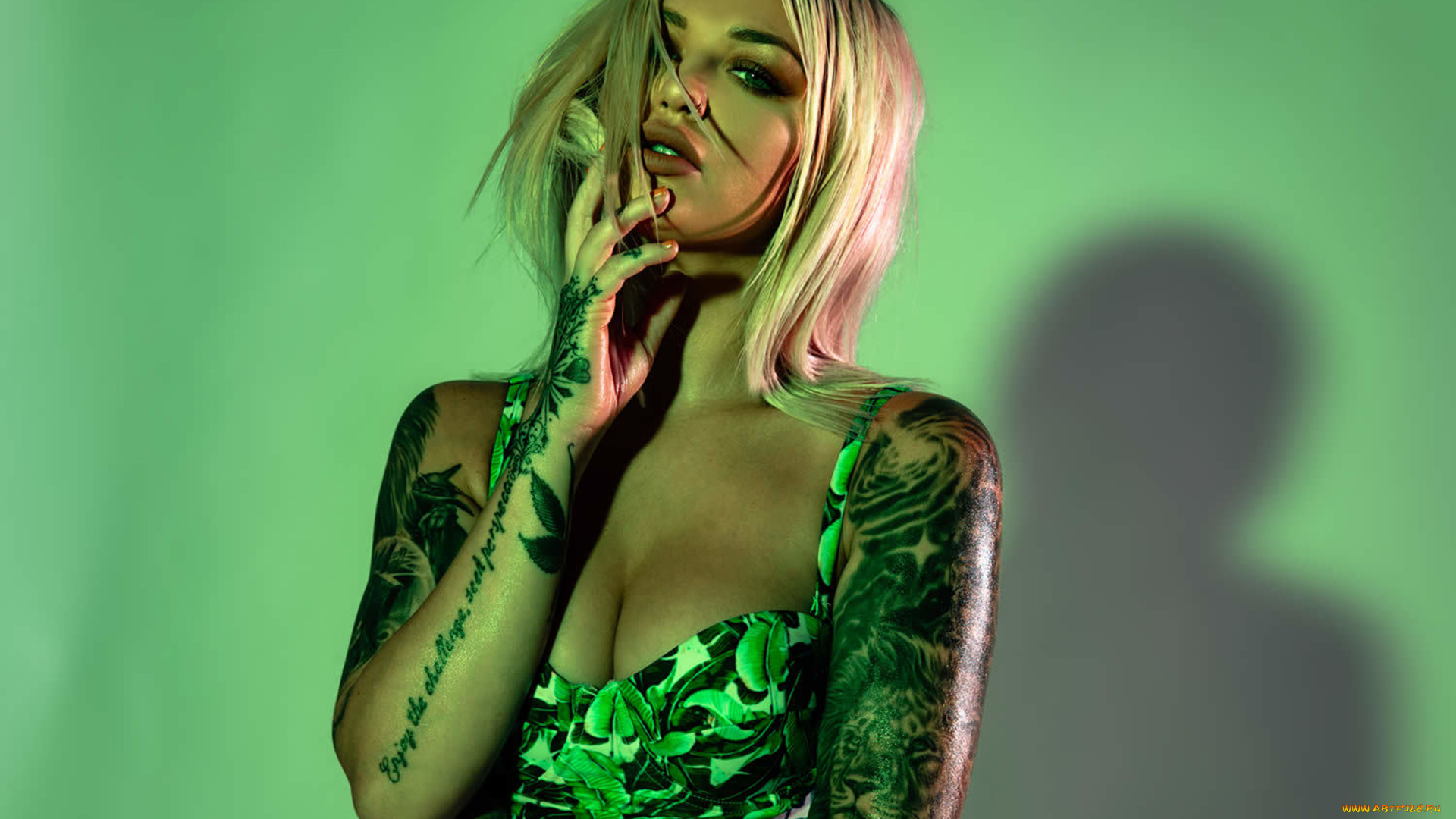 samii, ryan, девушки, samii, ryan, девушка, модель, блондинка, татуировка, тату, рисунки, кожа, пирсинг, модница, причёска, флирт, поза, сексуальная, стройная