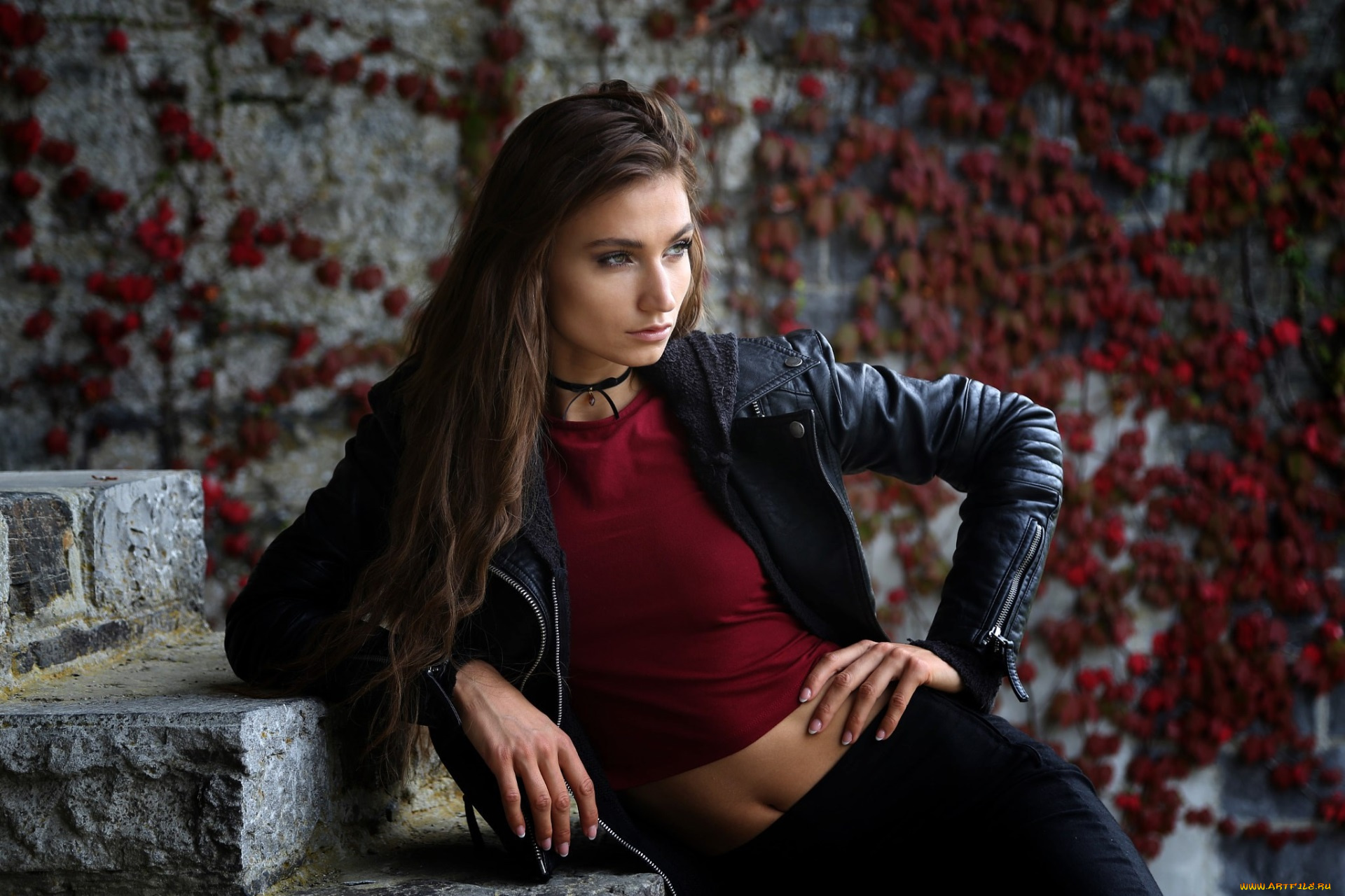 девушки, -, брюнетки, , шатенки, девушка, модель, шатенка, красотка, поза, взгляд, макияж, куртка, кожа, чёрный, стройная, ilvy, kokomo