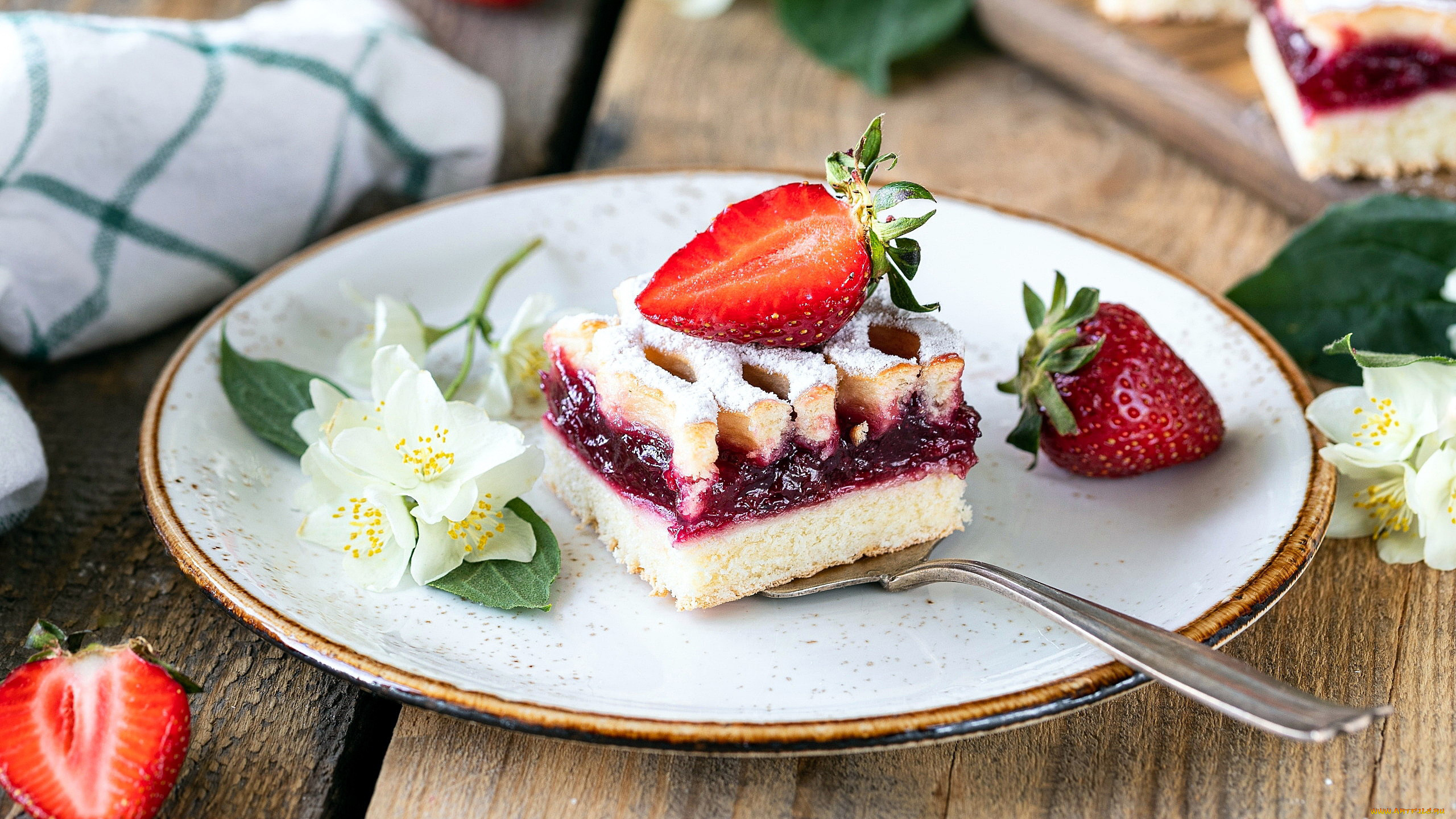 еда, пирожные, , кексы, , печенье, пирожное, клубника, жасмин