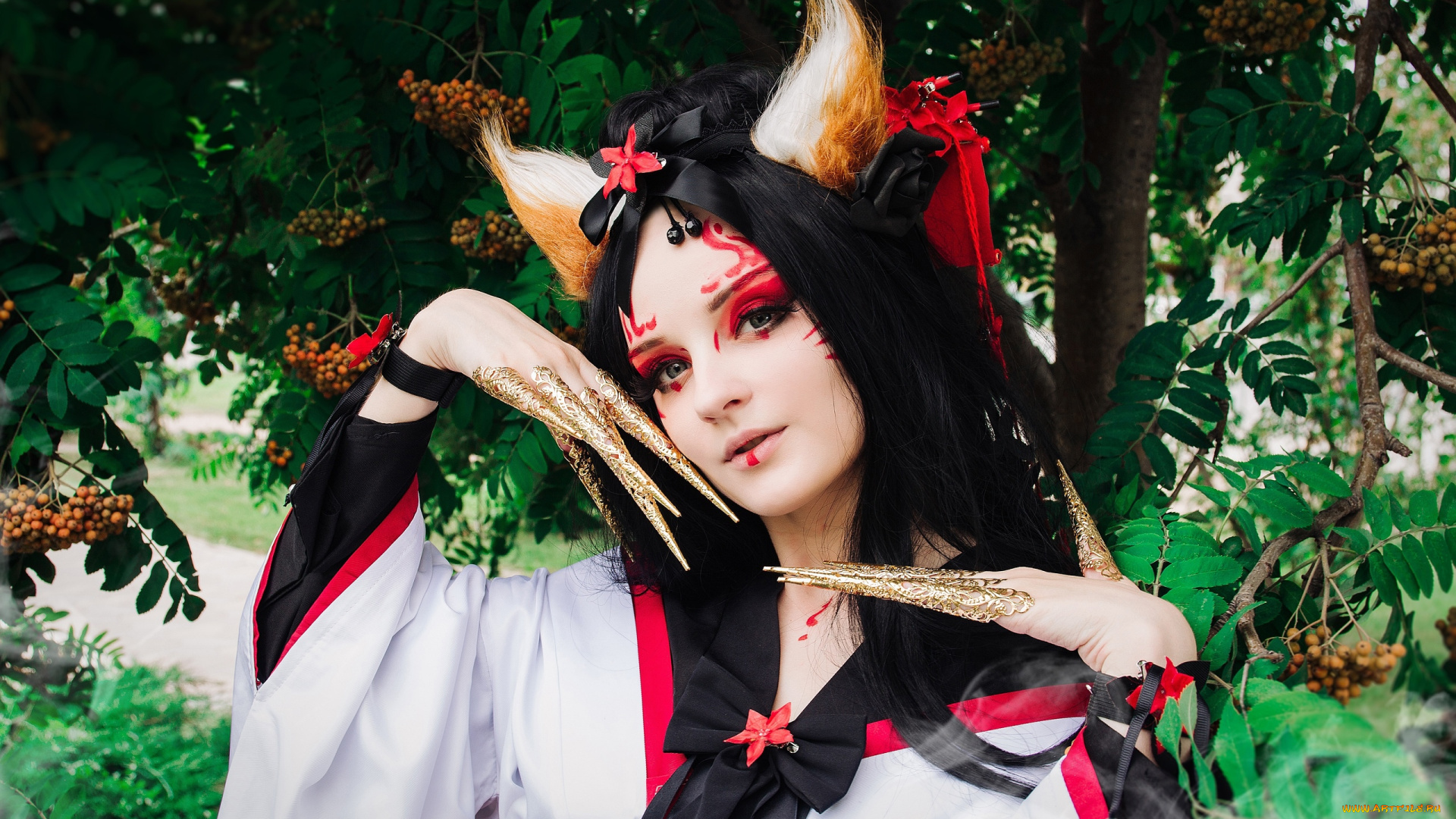 девушки, kirdjava, образ, костюм, когти, рябина