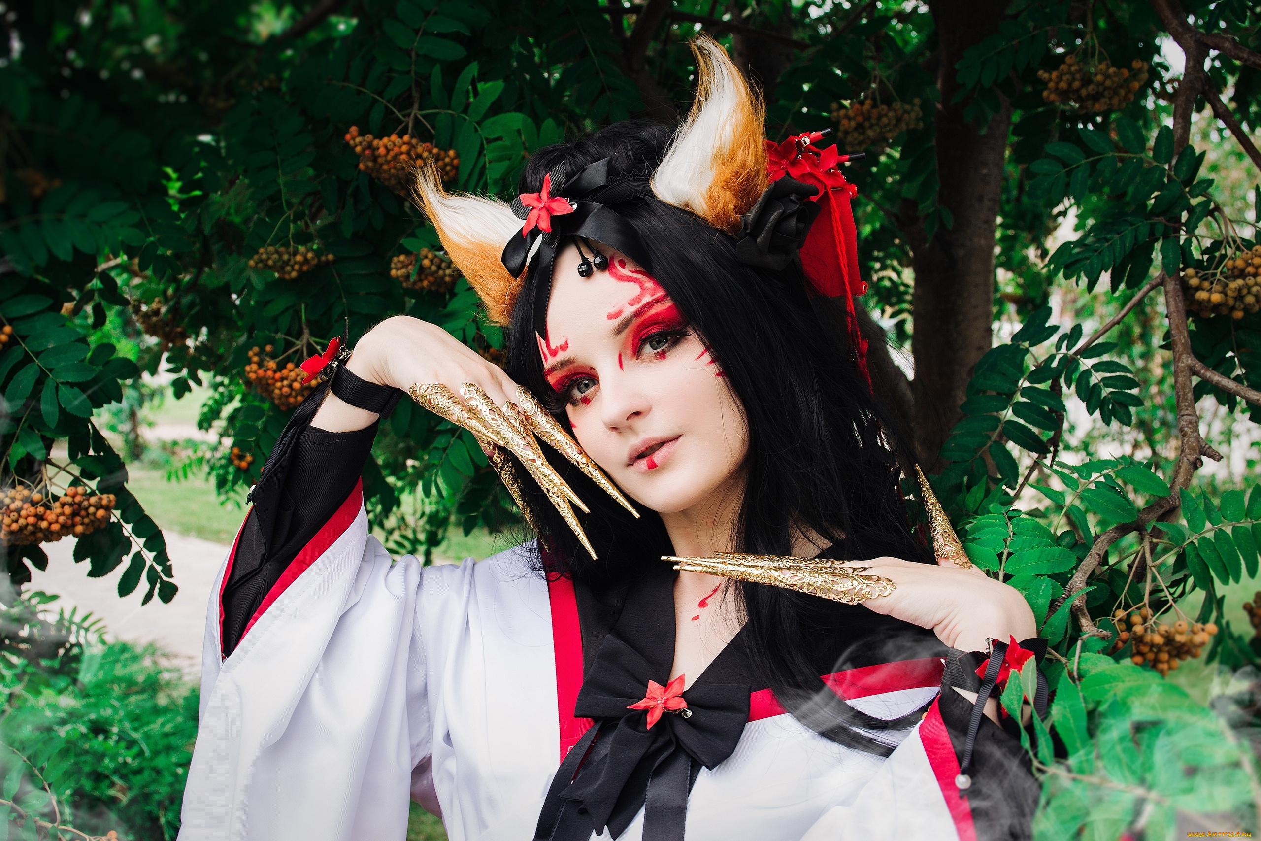 девушки, kirdjava, образ, костюм, когти, рябина