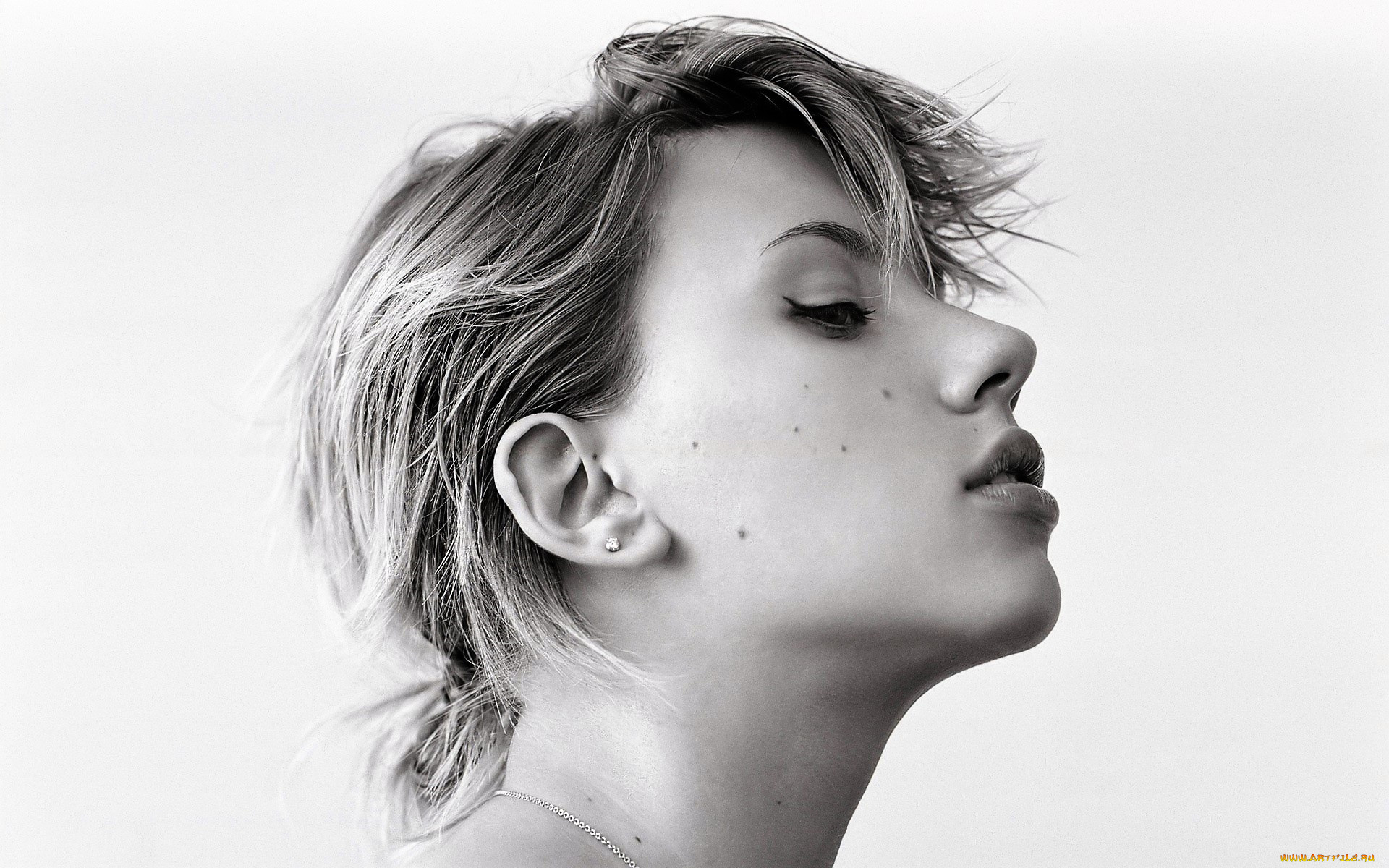 девушки, scarlett, johansson, актриса, лицо, черно-белая
