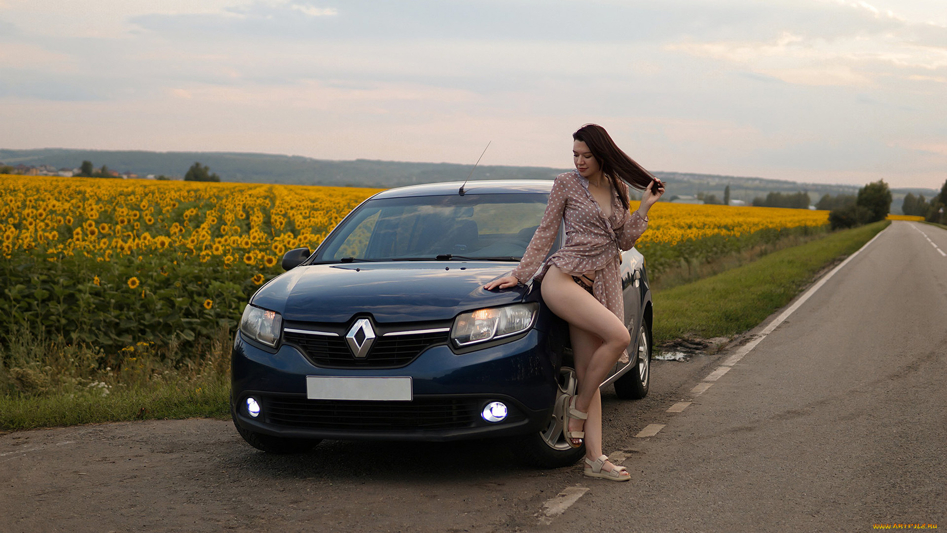 автомобили, -авто, с, девушками, renault, logan