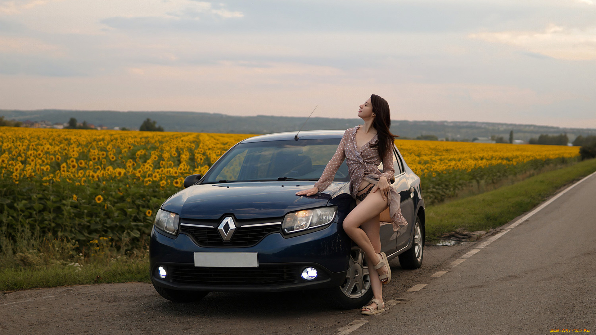 автомобили, -авто, с, девушками, renault, logan