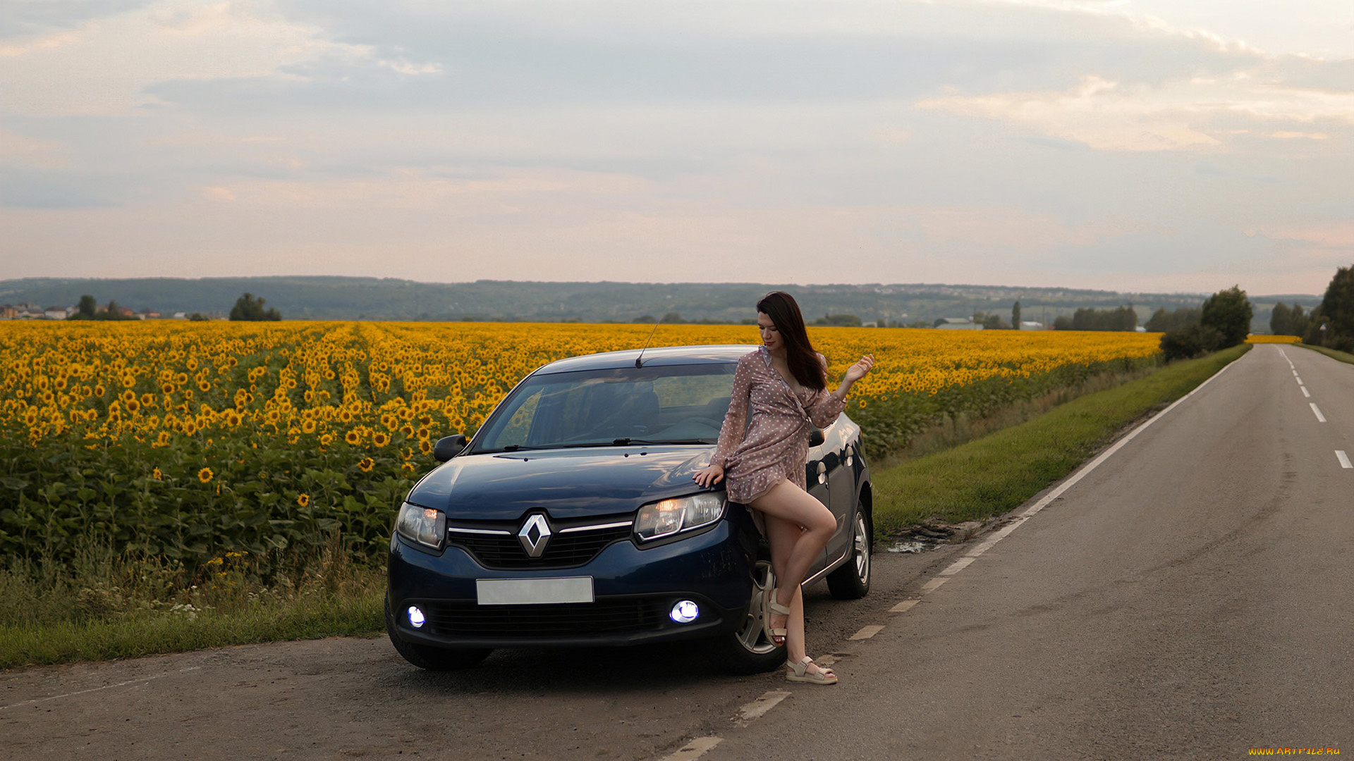 автомобили, -авто, с, девушками, renault, logan