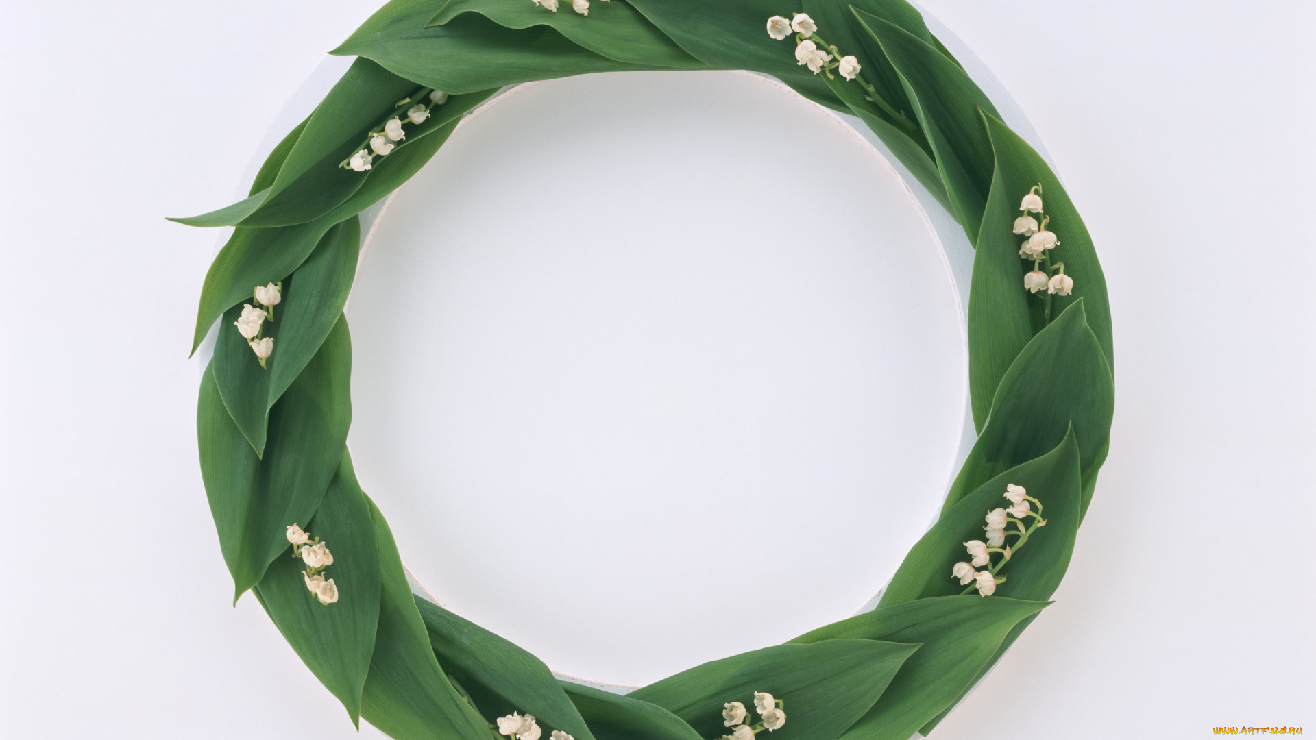 цветы, ландыши, венок, листья