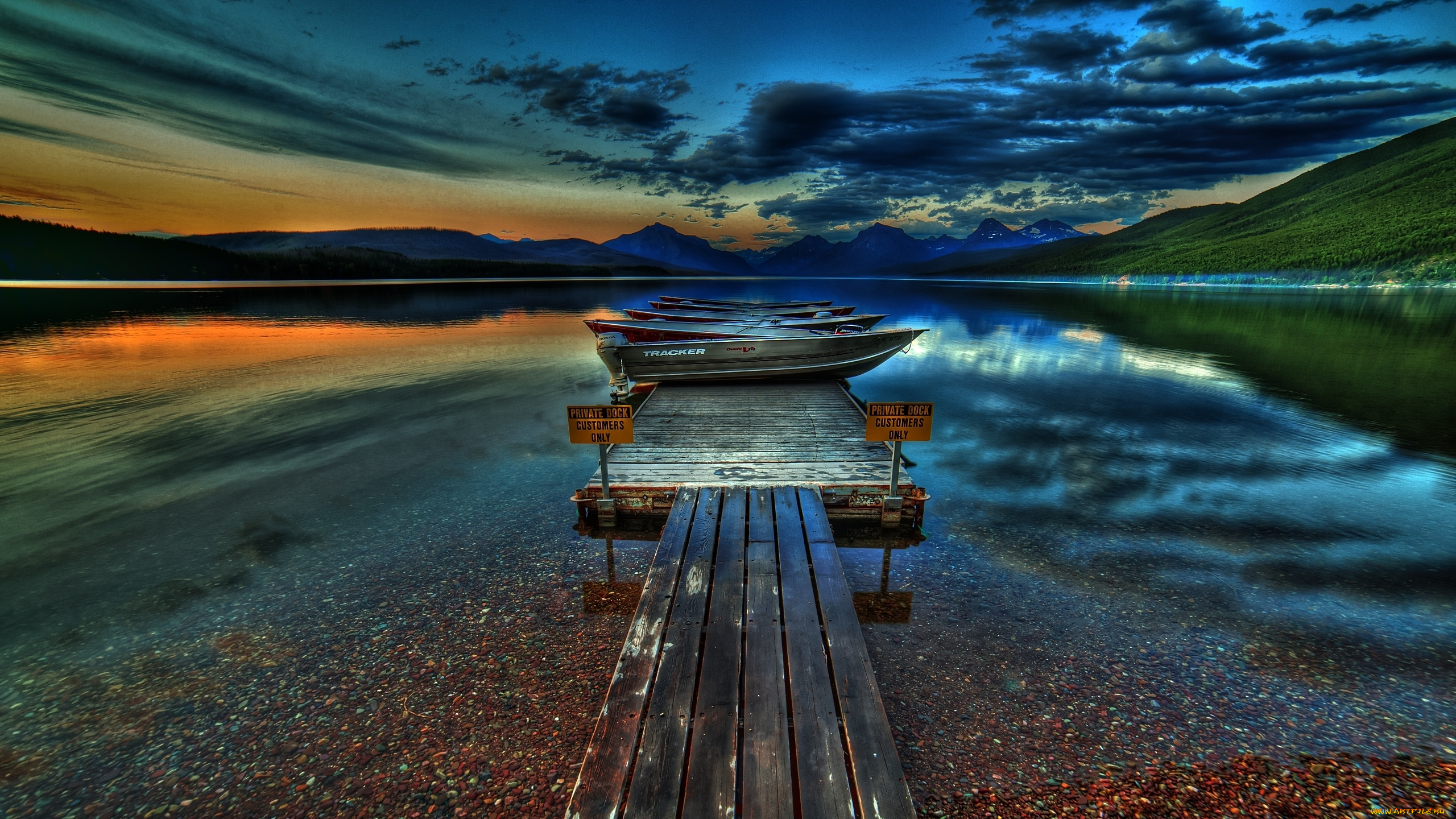 корабли, лодки, шлюпки, горы, озеро, пейзаж