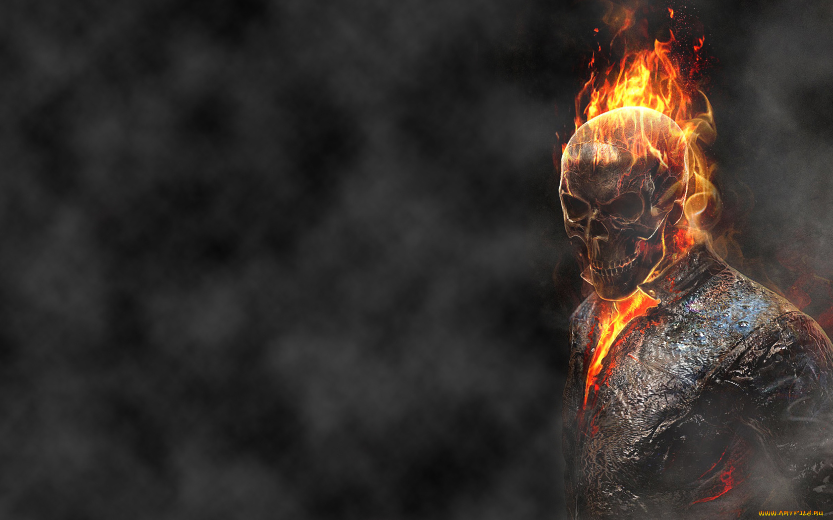 призрачный, гонщик, 3д, графика, creatures, существа, скелет, огонь, череп, ghost, rider