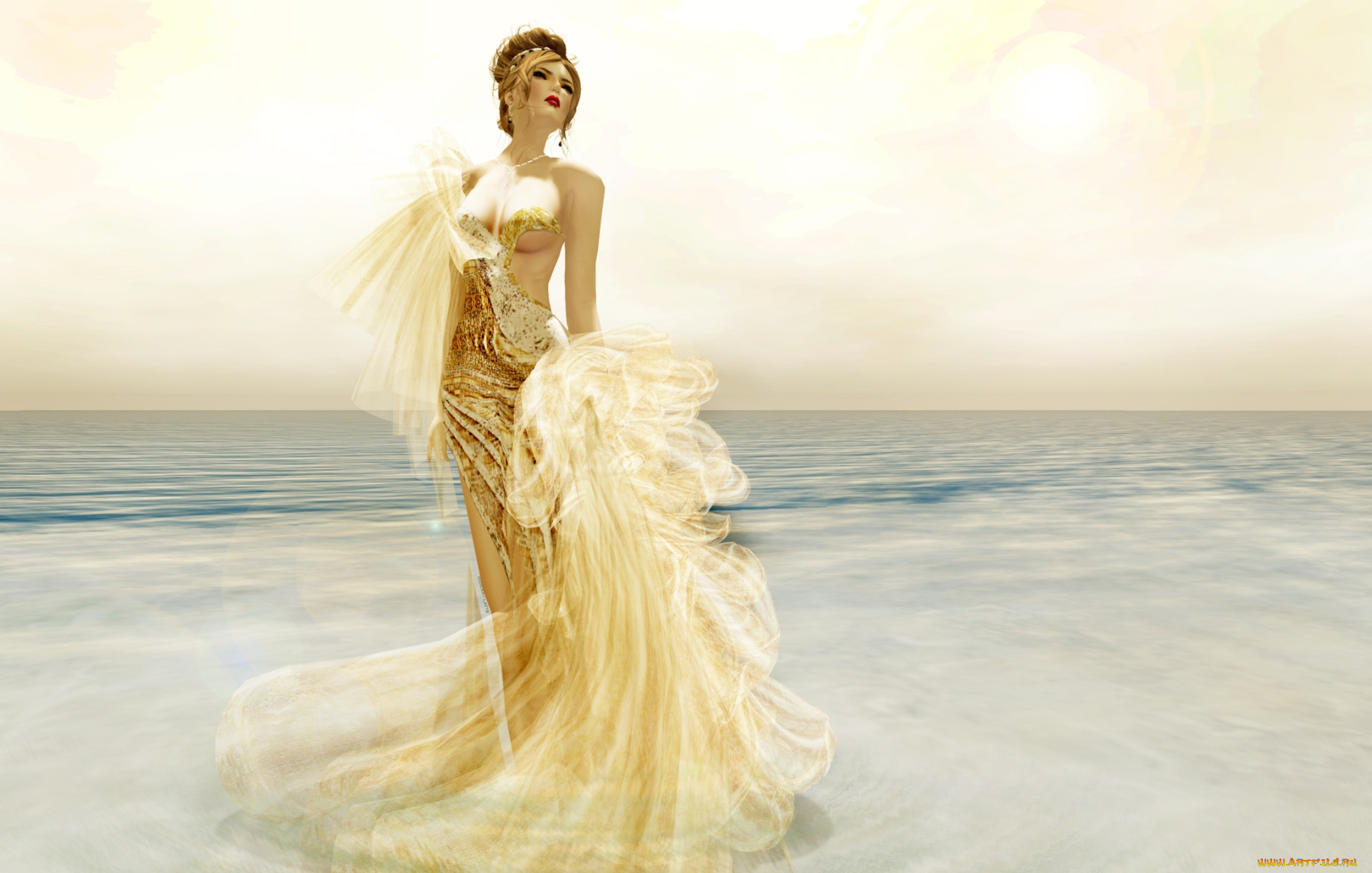 3д, графика, people, люди, девушка, платье