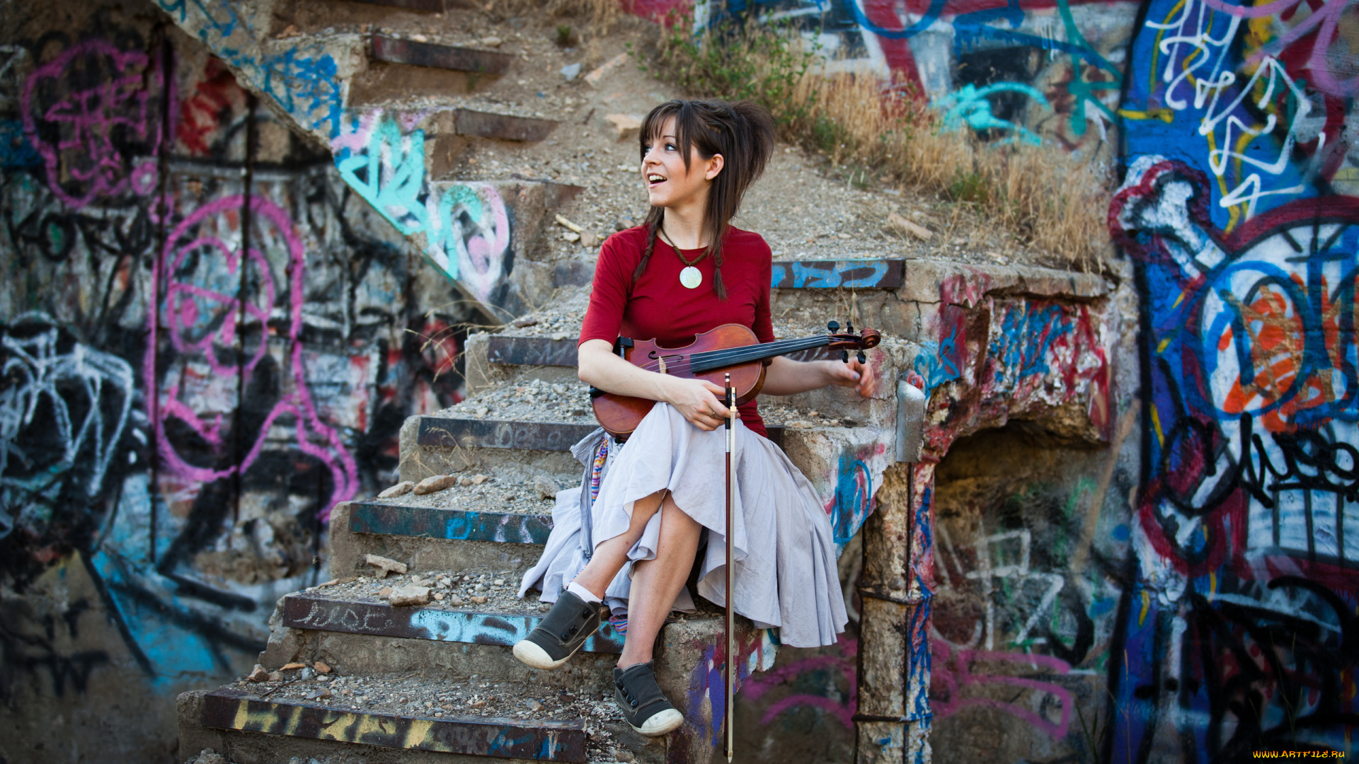 музыка, lindsey, stirling, скрипачка