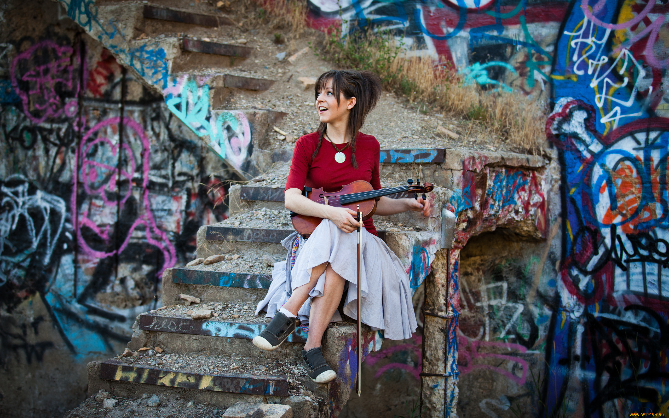 музыка, lindsey, stirling, скрипачка