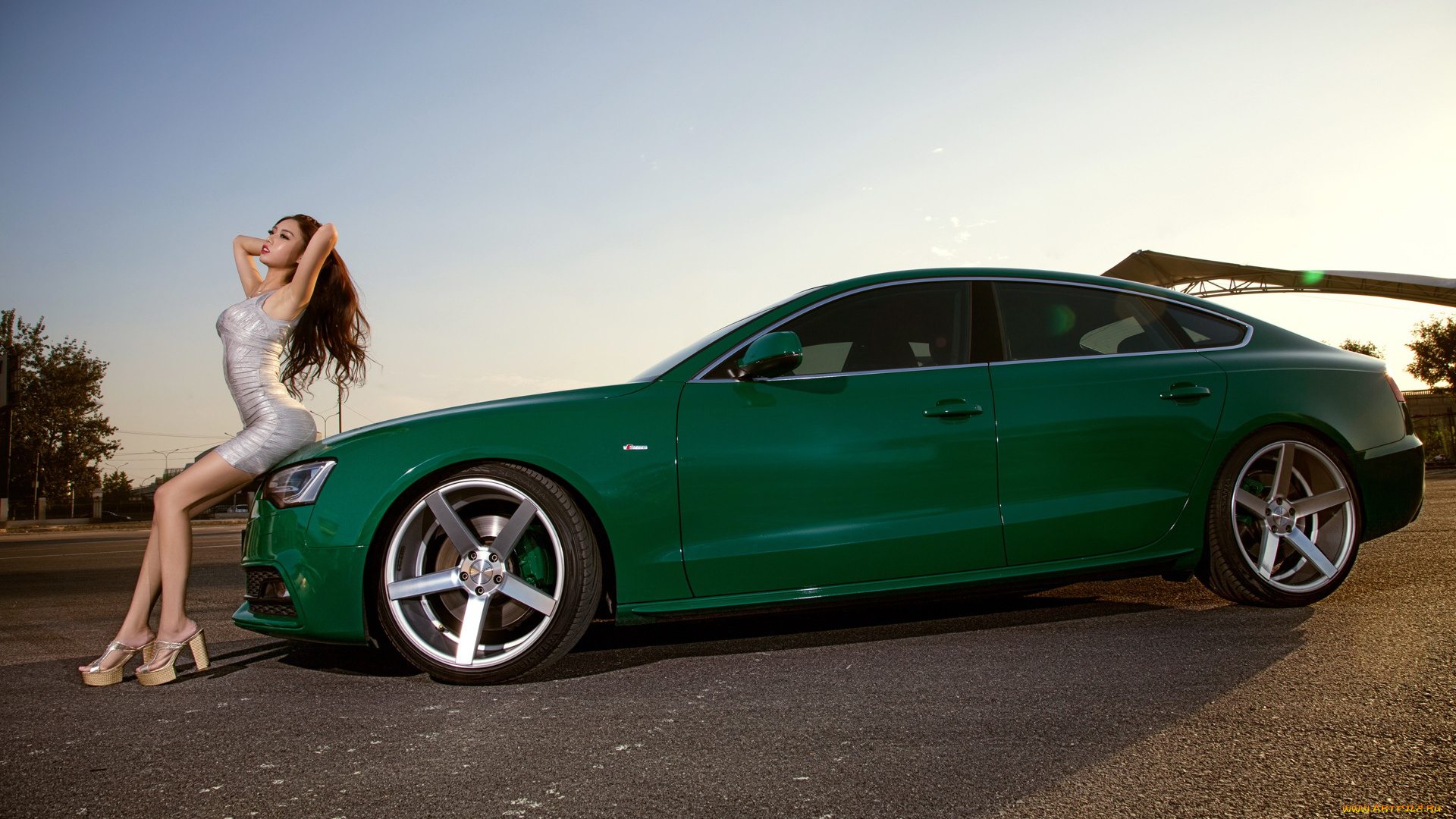 автомобили, авто, девушками, азиатка, audi, a5, девушка