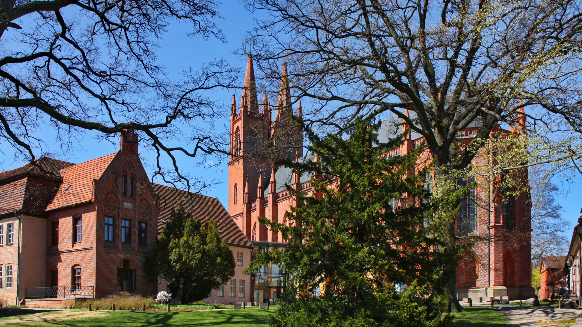 германия, доббертин, города, улицы, площади, набережные, дома, площадь, кирха