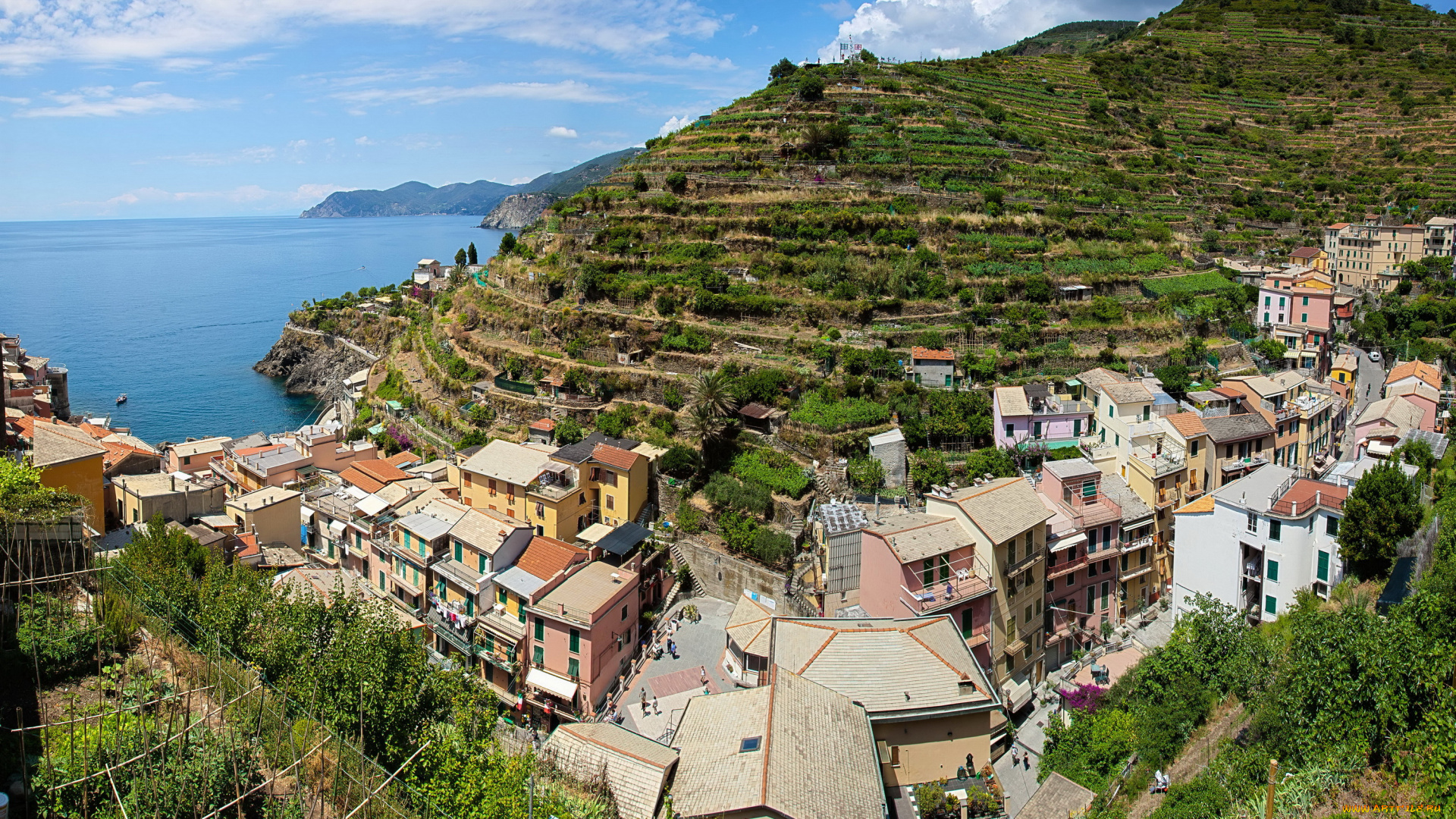 italy, cinque, terre, manarola, города, амальфийское, лигурийское, побережье, италия, поля, сады, море, горы, дома