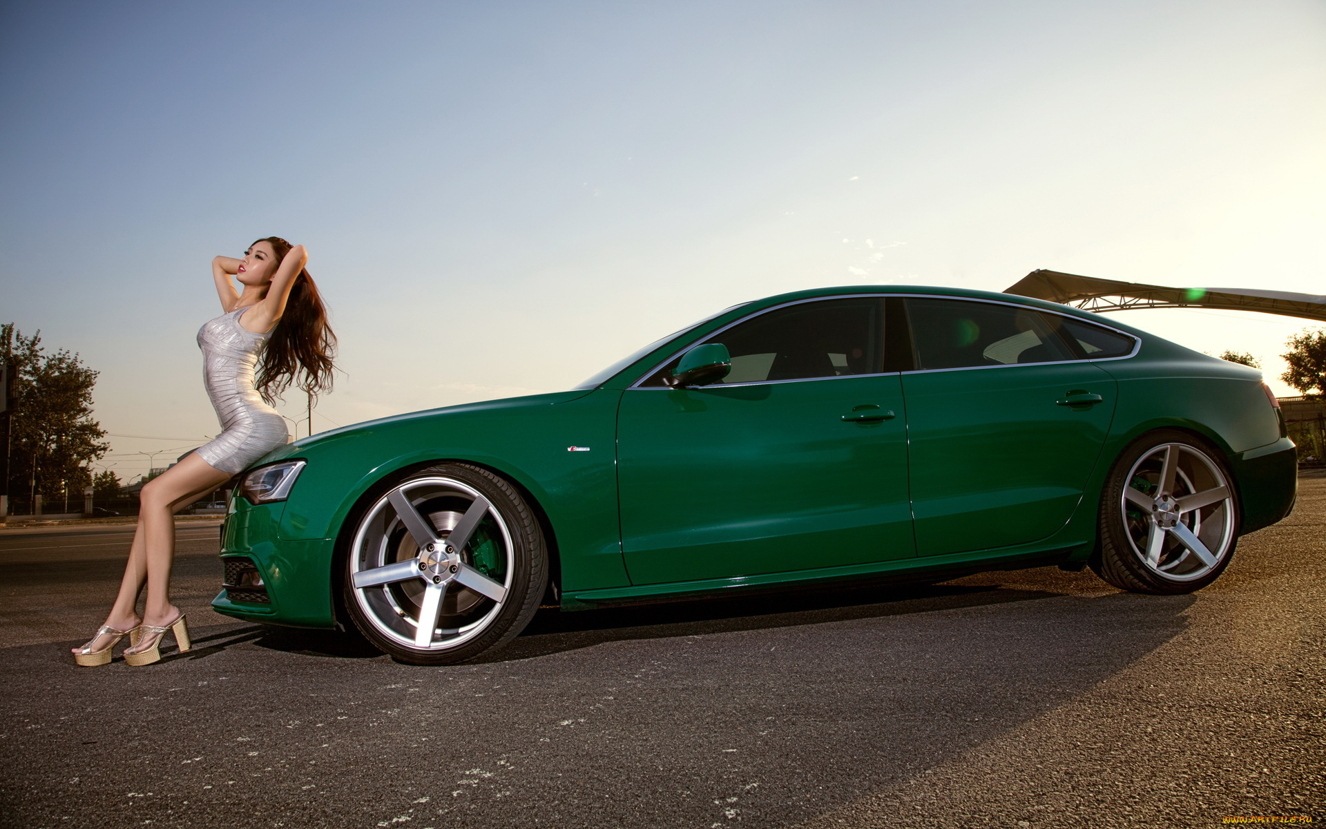 автомобили, авто, девушками, азиатка, audi, a5, девушка