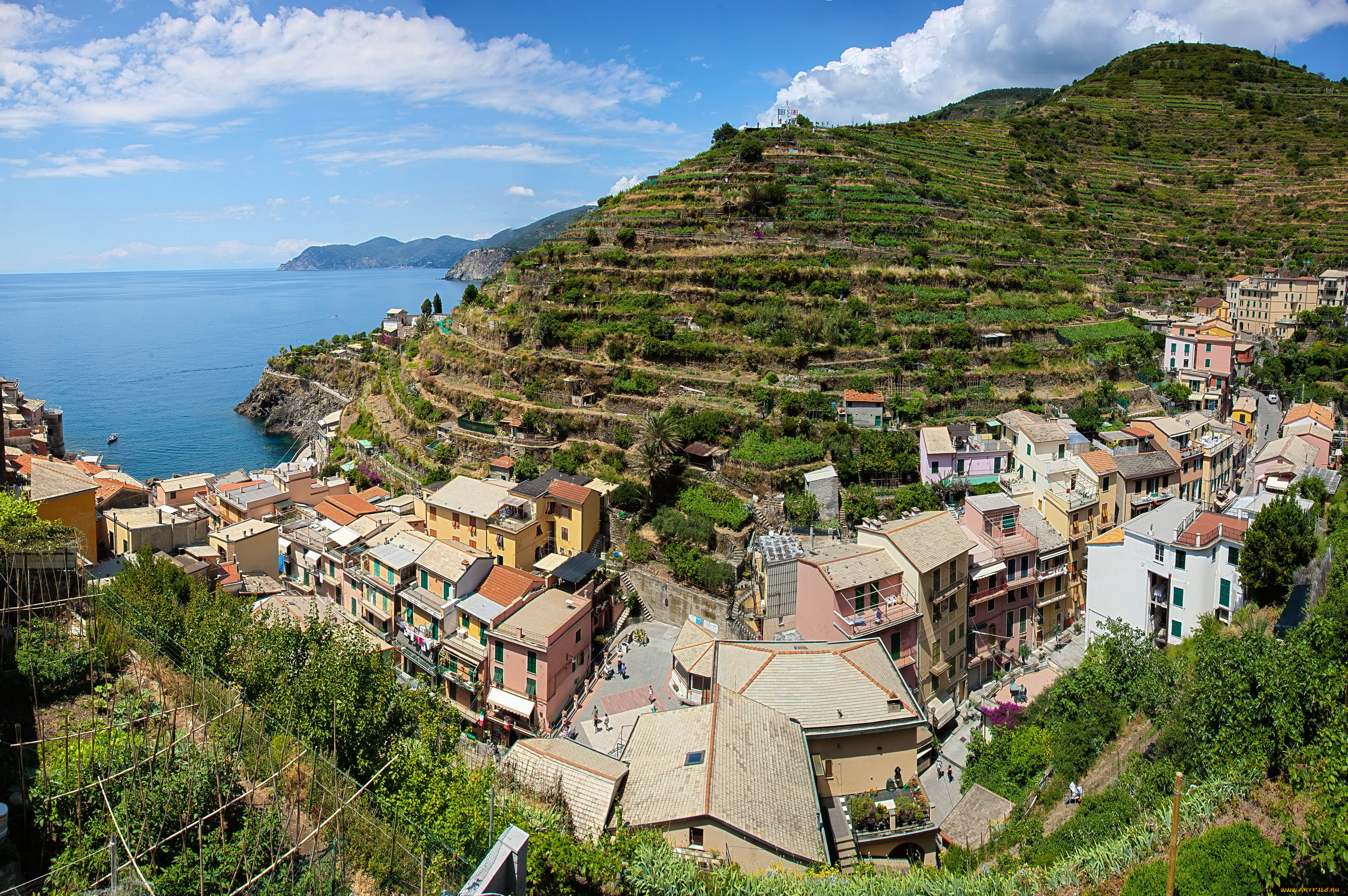 italy, cinque, terre, manarola, города, амальфийское, лигурийское, побережье, италия, поля, сады, море, горы, дома