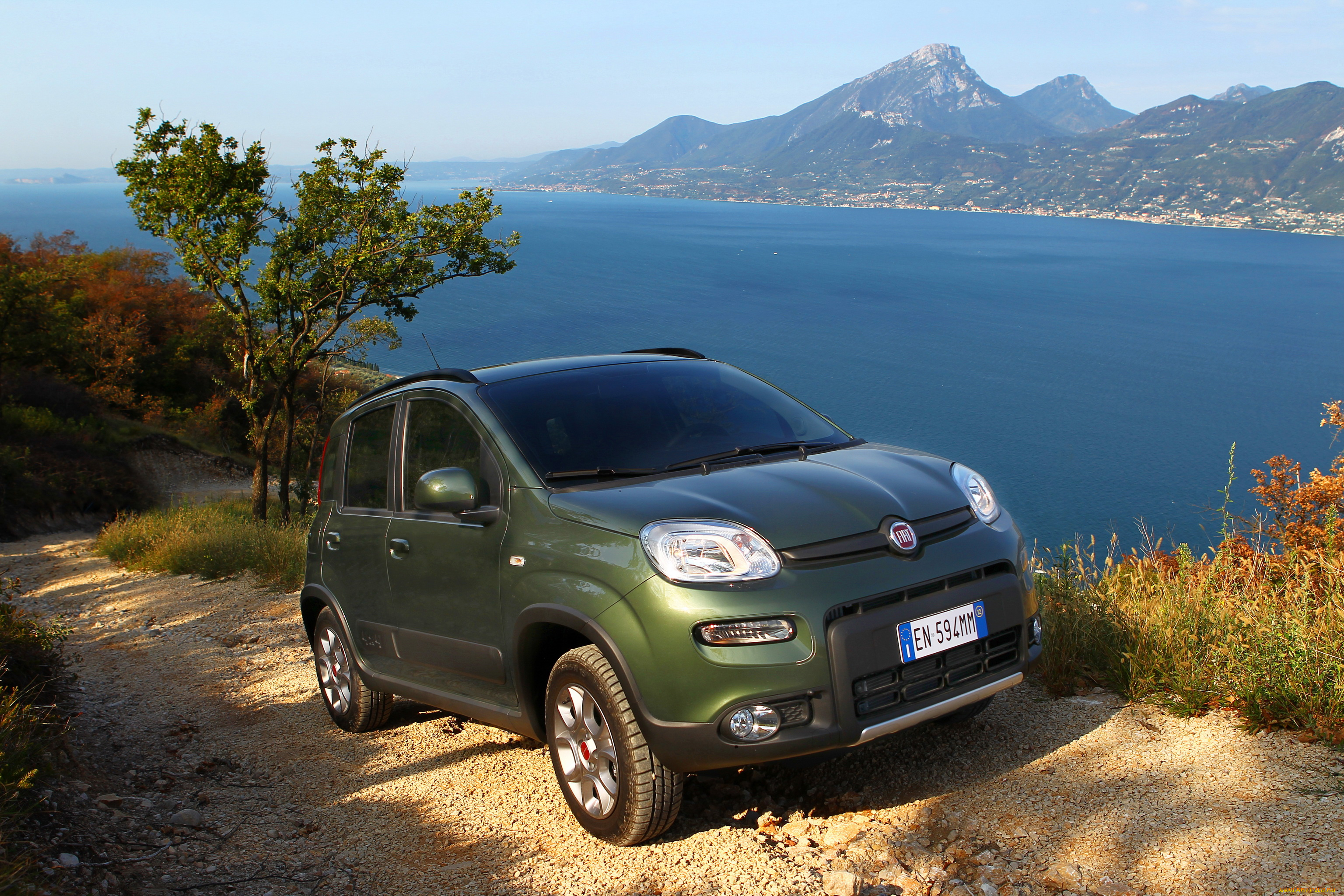 2012, fiat, panda, 4x4, автомобили, побережье, дорога, река