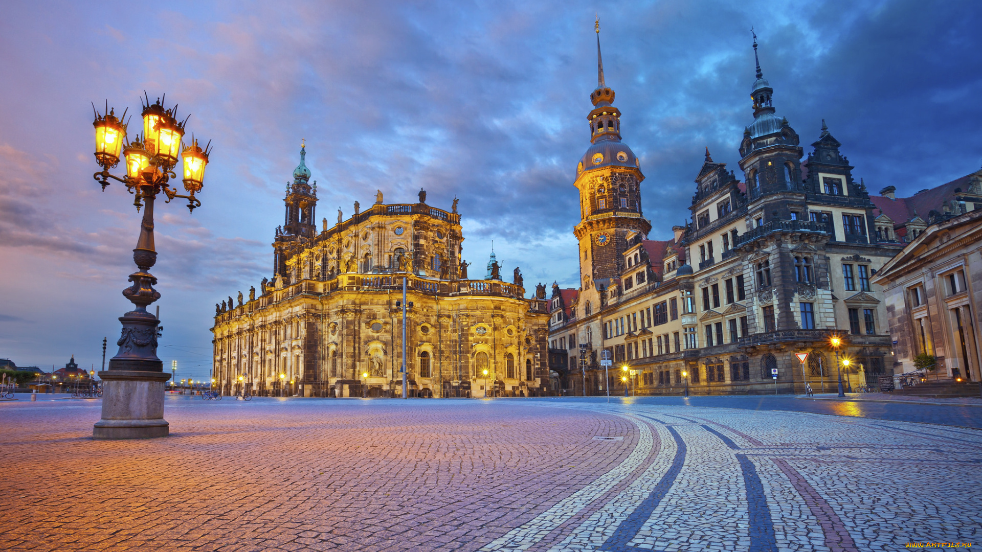 dresden, города, дрезден, , германия, дворцы, фонарь, площадь, огни