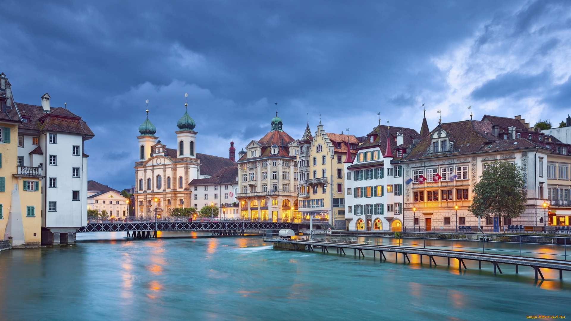 lucerne, города, люцерн, , швейцария, река, мост, здания