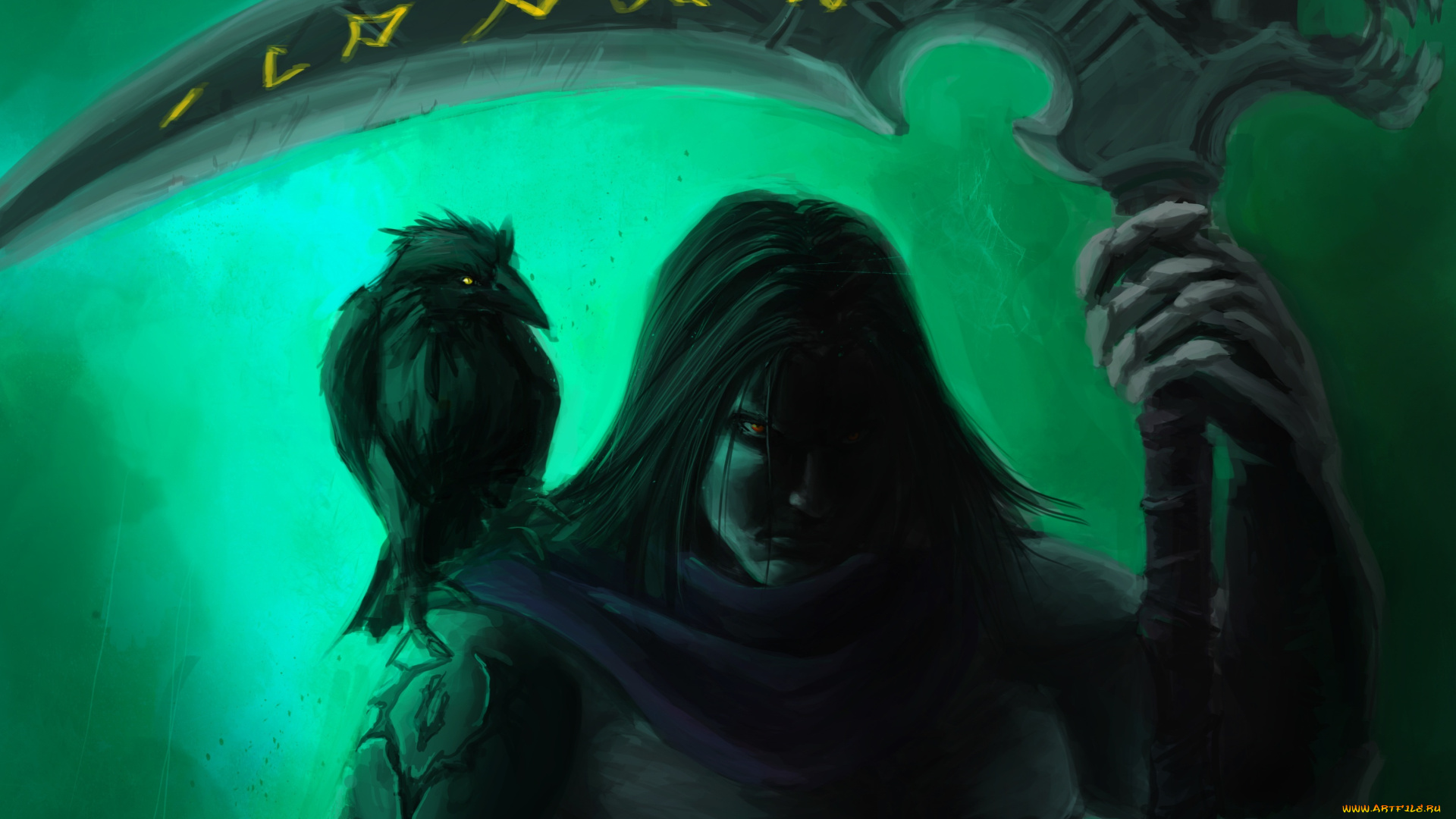 видео, игры, ~~~другое~~~, коса, оружие, ворон, мужчина, арт, игра, птица