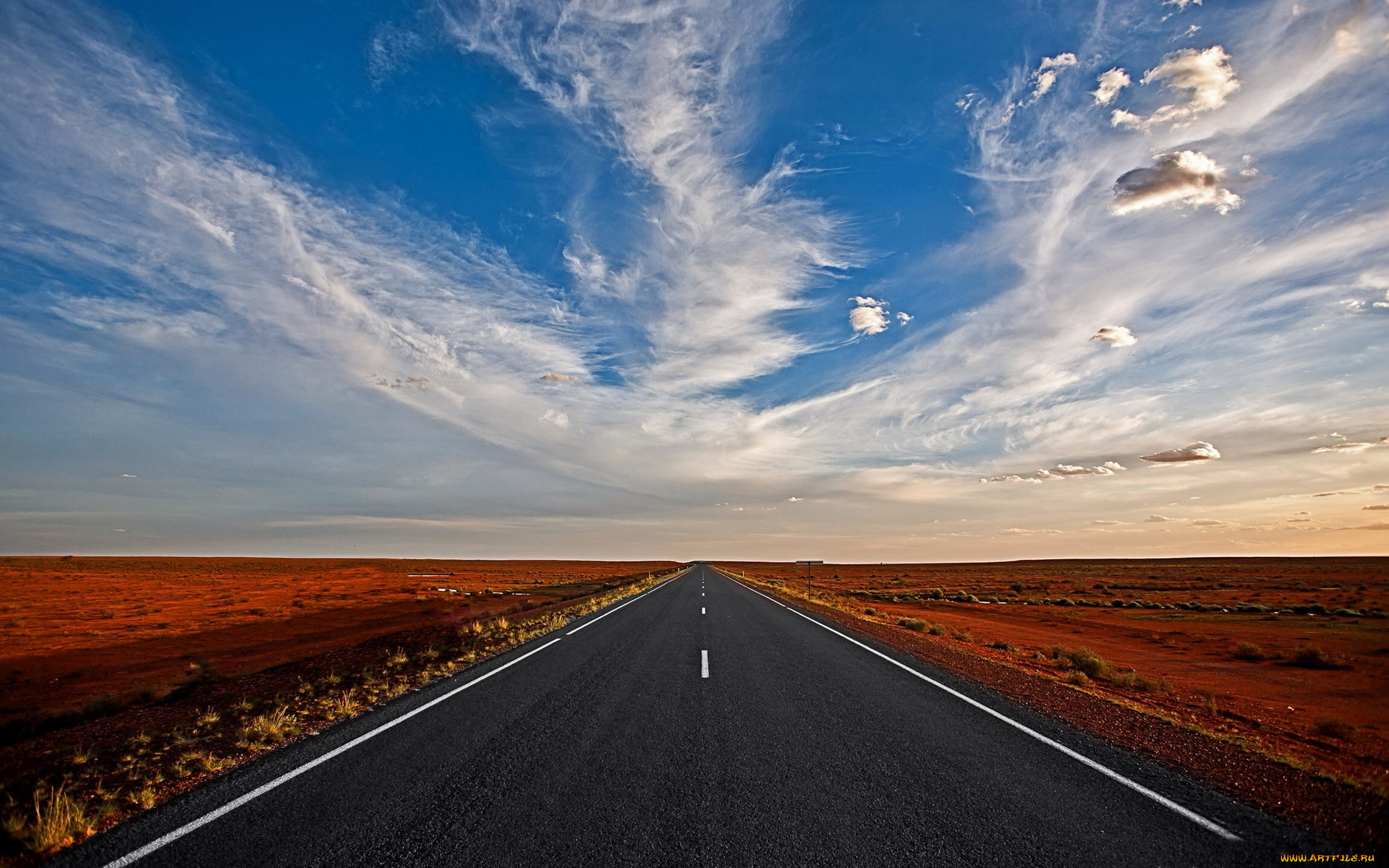 природа, дороги, straight, cloud, road, to, nowhere
