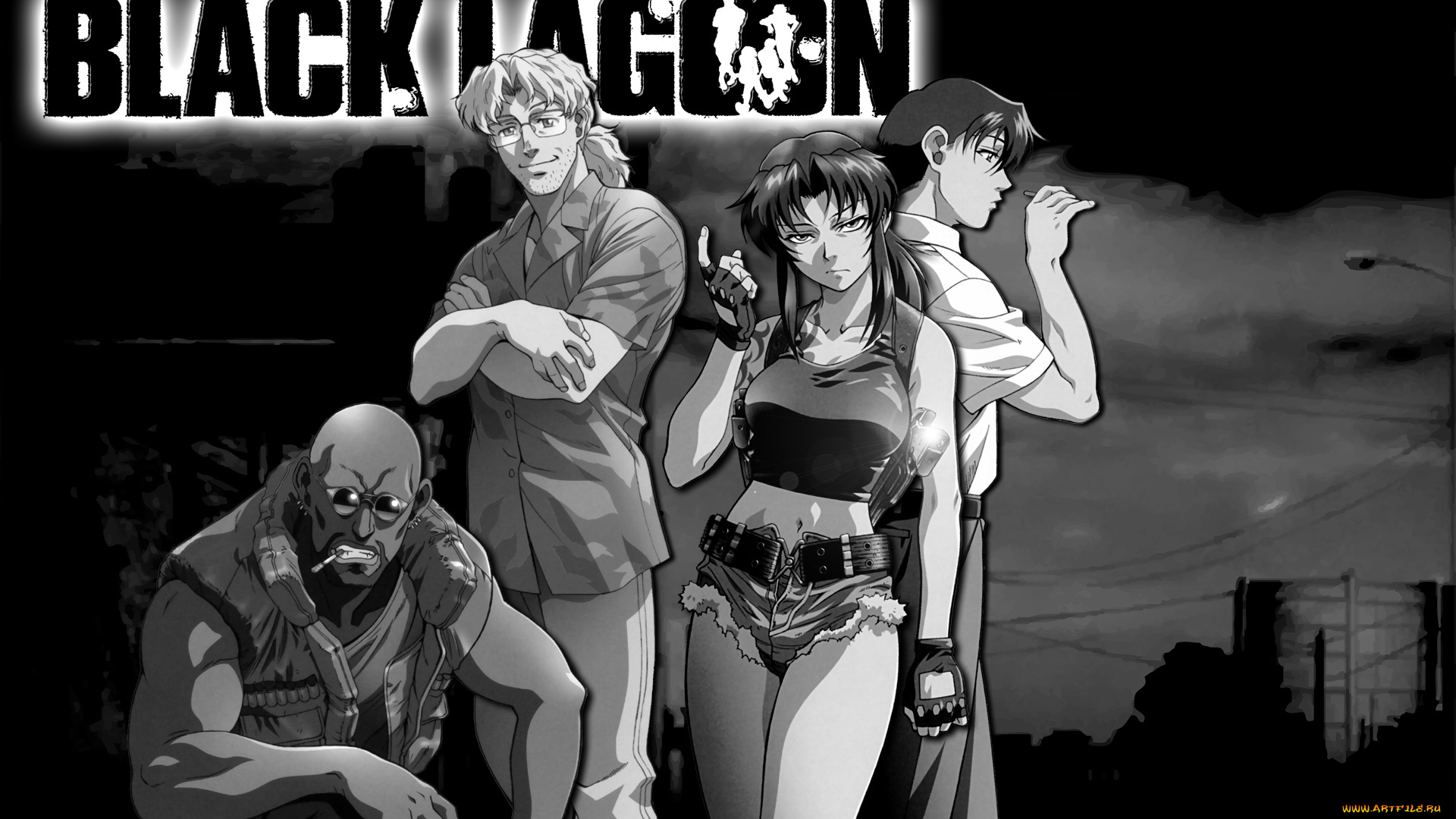 аниме, black, lagoon, девушка, black, lagoon, мужчины