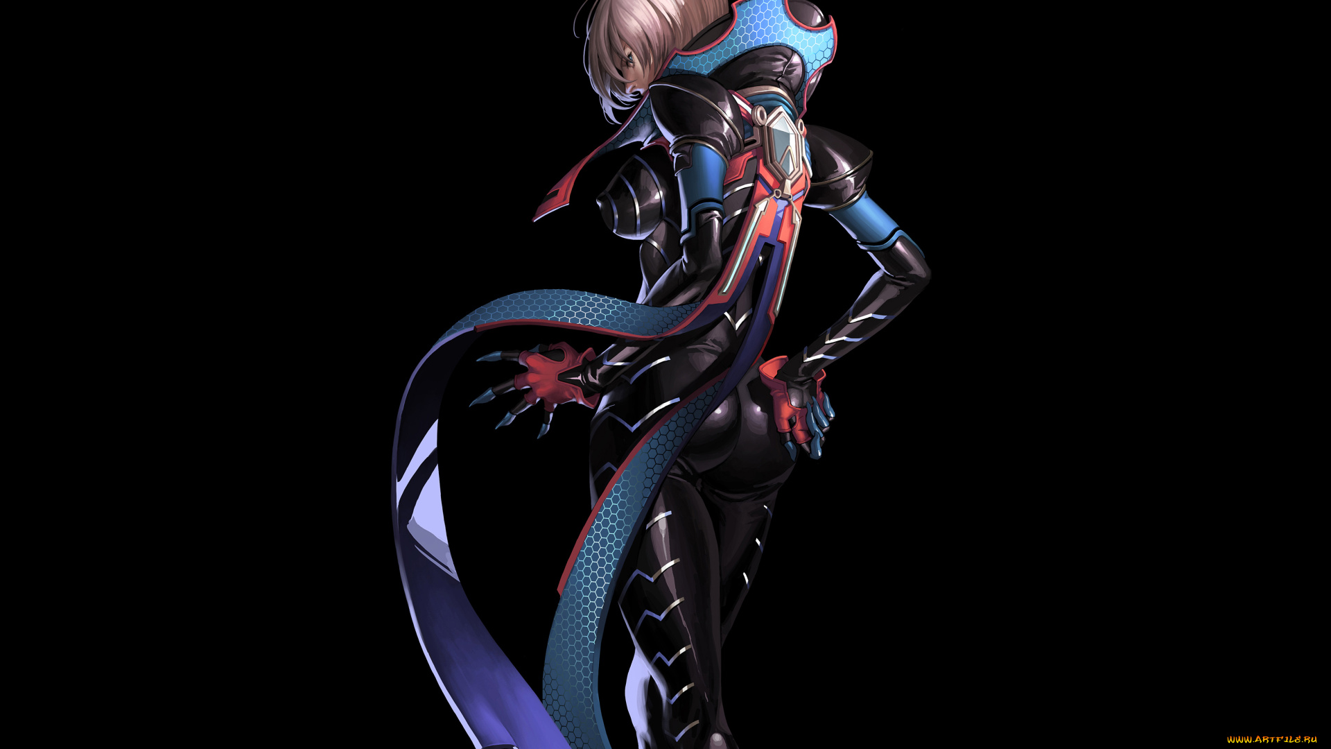 аниме, unknown, , другое, art, osuk2, девушка, взгляд, грудь, попка, жест, костюм, фон, scarlets, blade