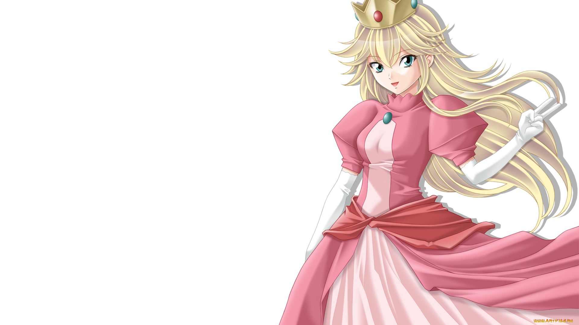 аниме, unknown, , другое, девушка, принцесса, арт, платье, корона, tamamon, super, mario, princess, peach