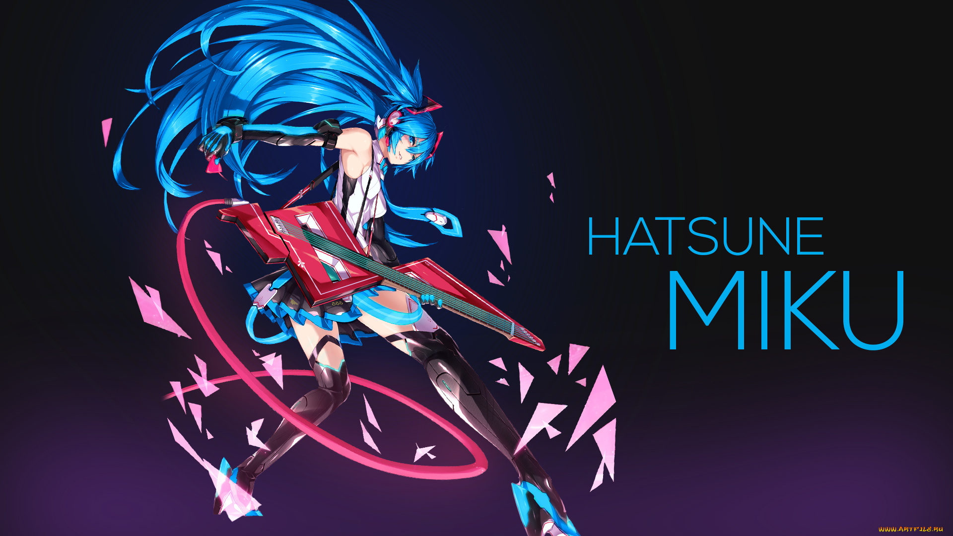 аниме, vocaloid, девушка, фон, hatsune, miku