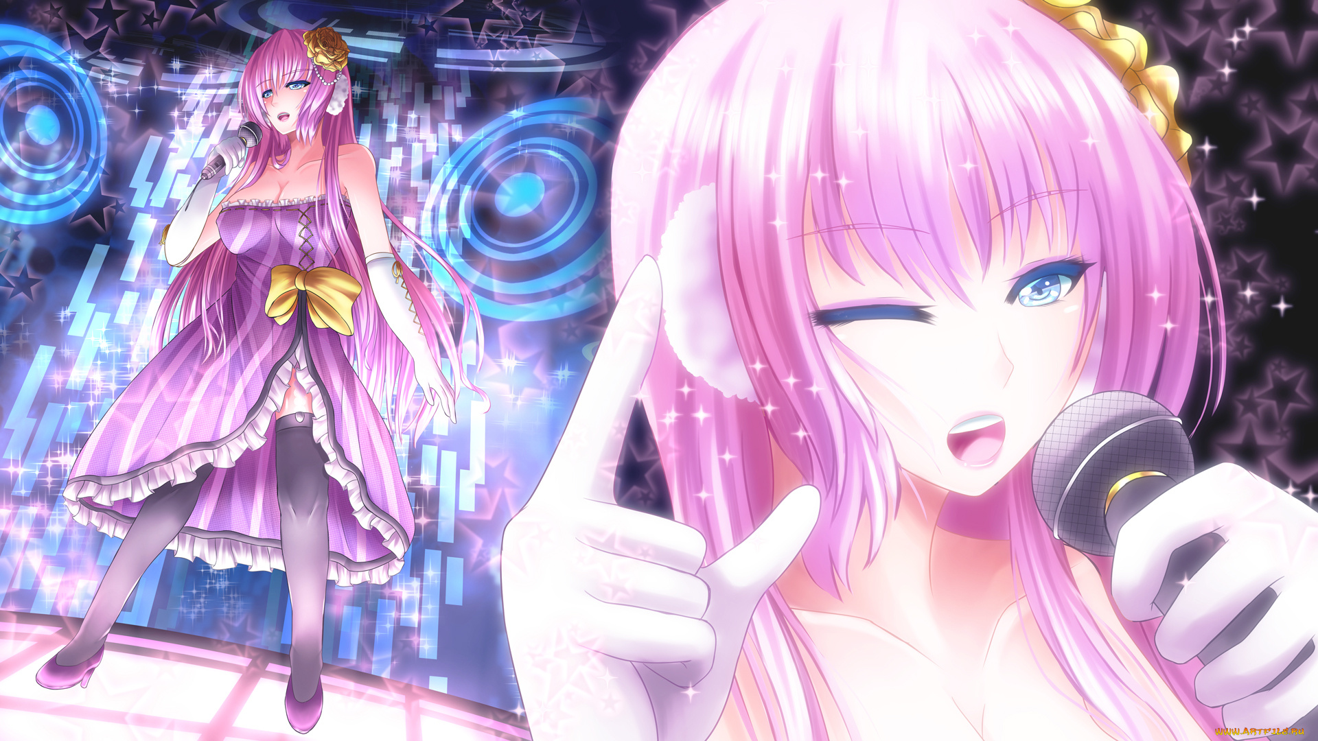 аниме, vocaloid, megurine, luka, арт, музыка, девушка, певица