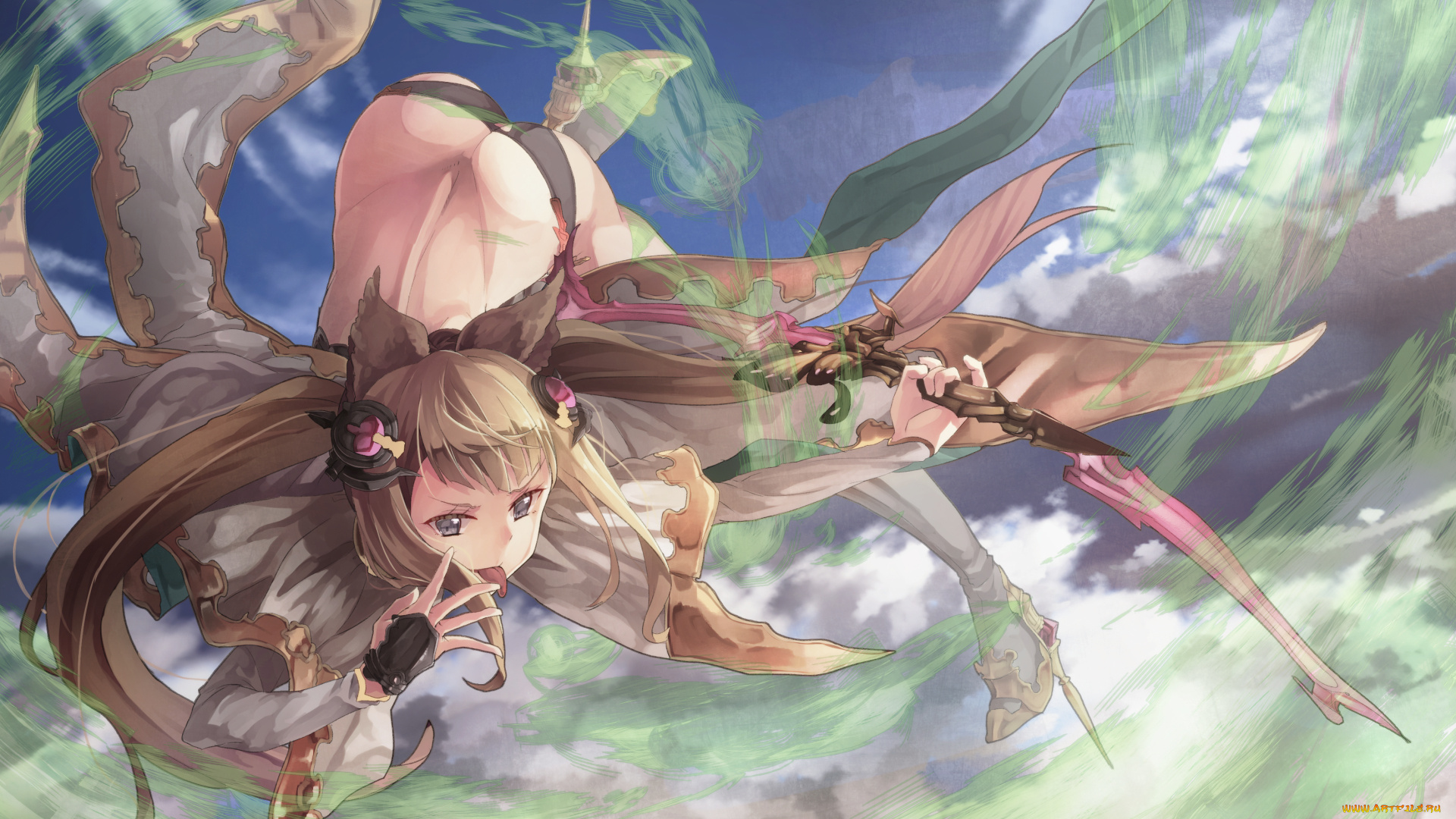 аниме, животные, , существа, попа, поза, девушка, арт, saraki, metella, granblue, fantasy