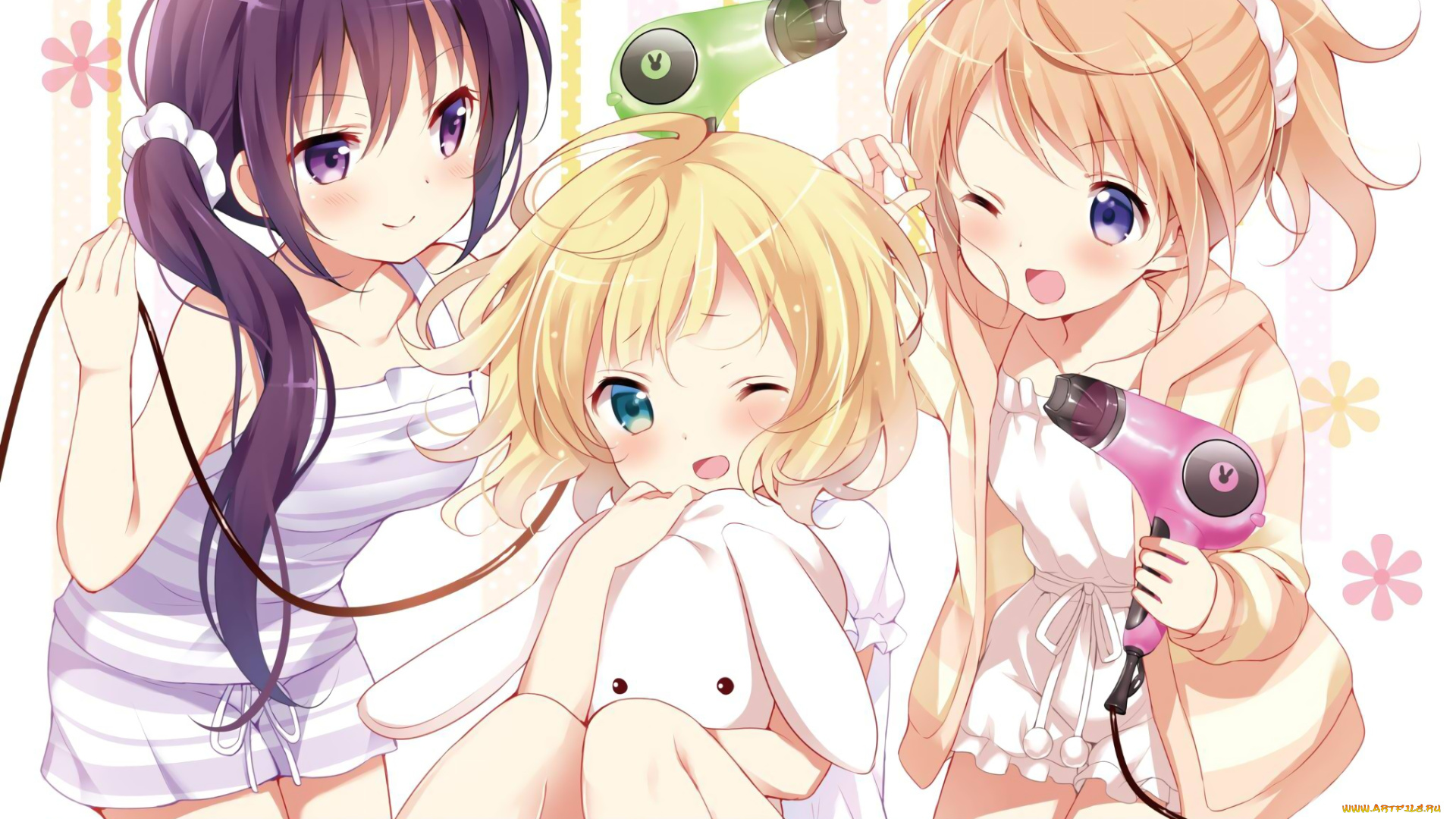 gochuumon, wa, usagi, desu, ka, аниме, unknown, , другое, koi, kirima, sharo, hoto, kokoa, фен, gochuumon, wa, usagi, desu, ka, девочки, арт, tedeza, rize