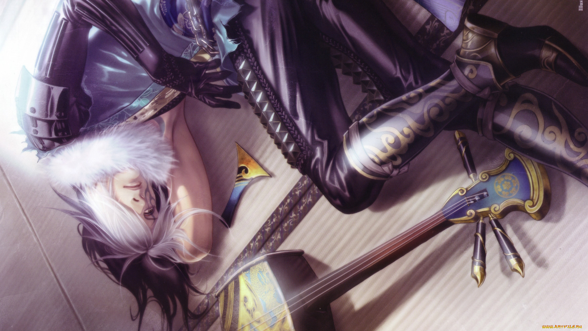 разное, арты, самурай, доспехи, motochika, chosokabe, wolfina, art, sengoku, basara, музыкальный, инструмент