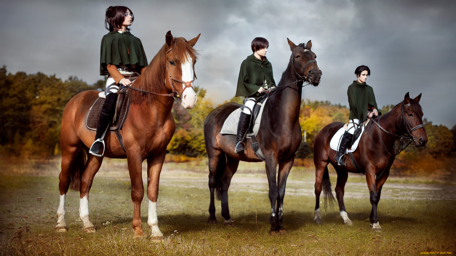 разное, cosplay, , косплей, атака, титанов, арт, развед-отряд, лошади