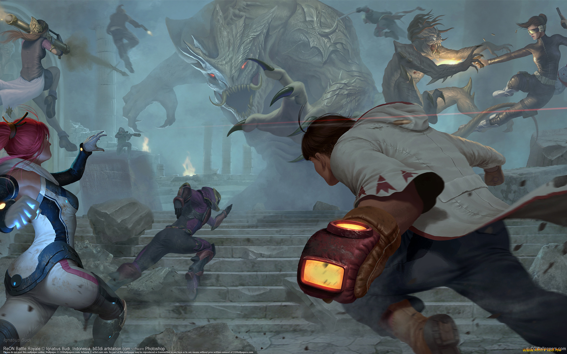 фэнтези, существа, iqnatius, budi, монстры, чудовища, люди, битва