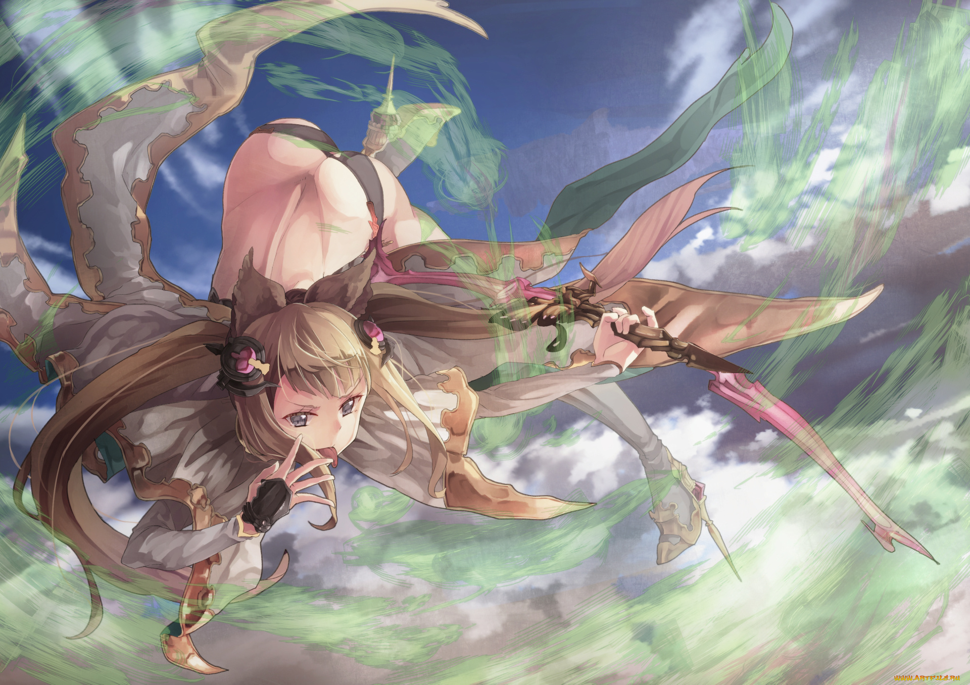 аниме, животные, , существа, попа, поза, девушка, арт, saraki, metella, granblue, fantasy