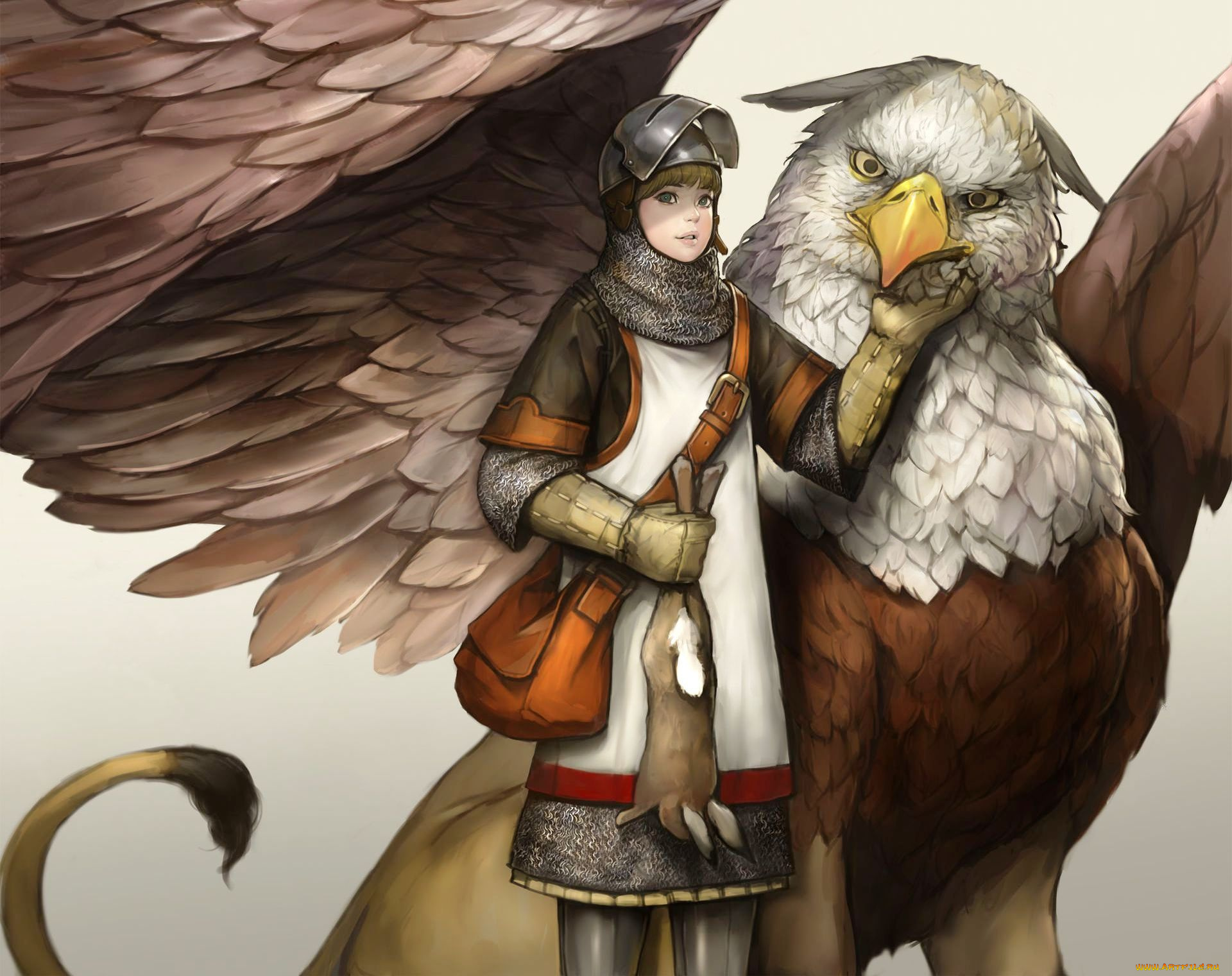 фэнтези, другое, кольчуга, сумка, заяц, грифон