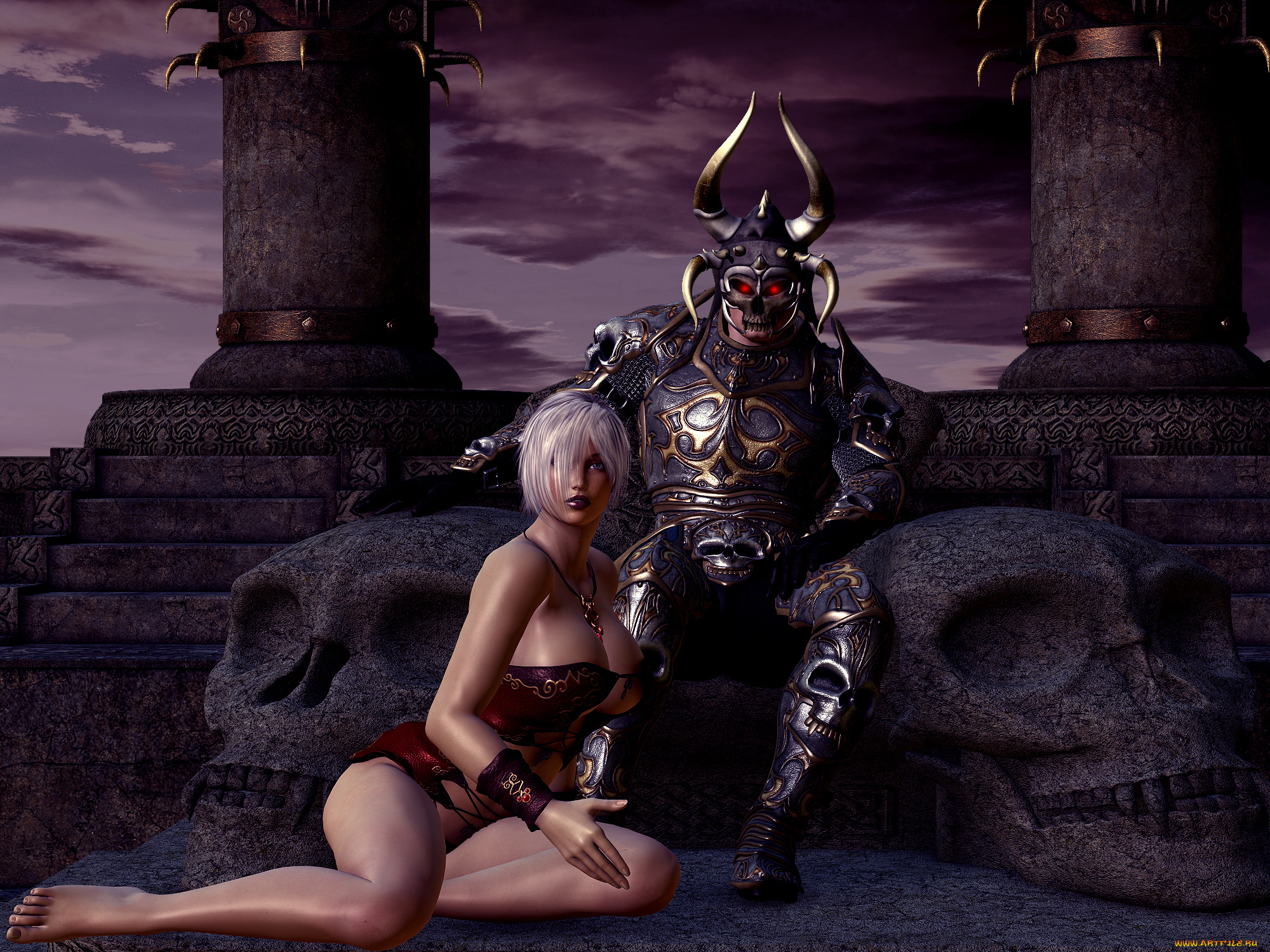 3д, графика, фантазия, , fantasy, рыцарь, фон, взгляд, девушка