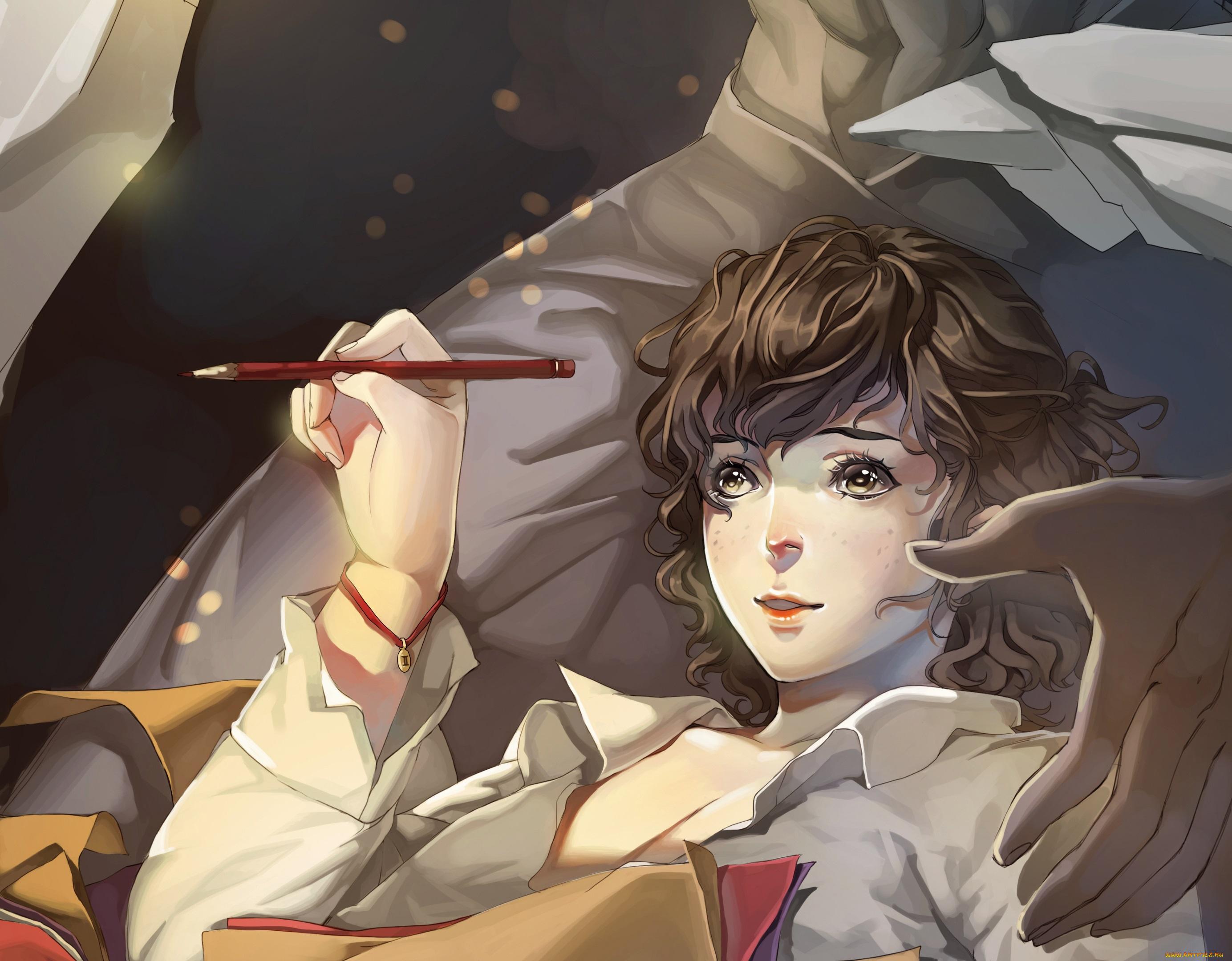 аниме, unknown, , другое, рука, статуя, арт, ручка, мужчина