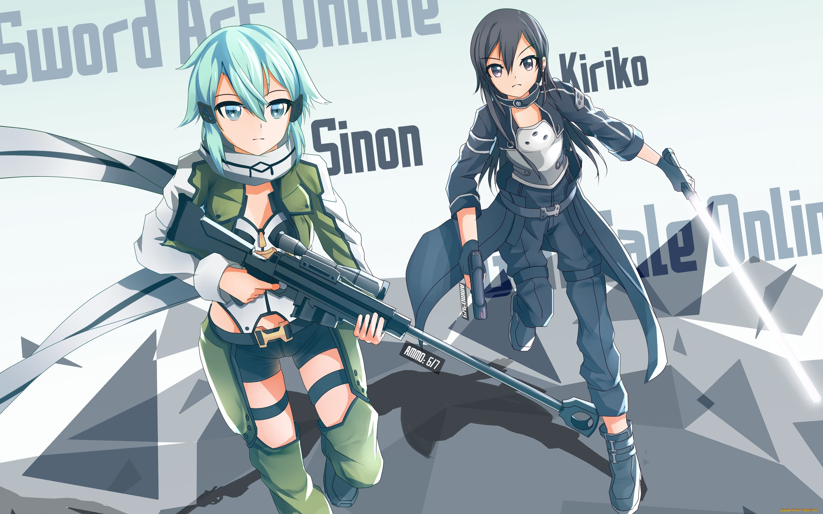 аниме, sword, art, online, сион, gun, gale, online, sinon, кирито